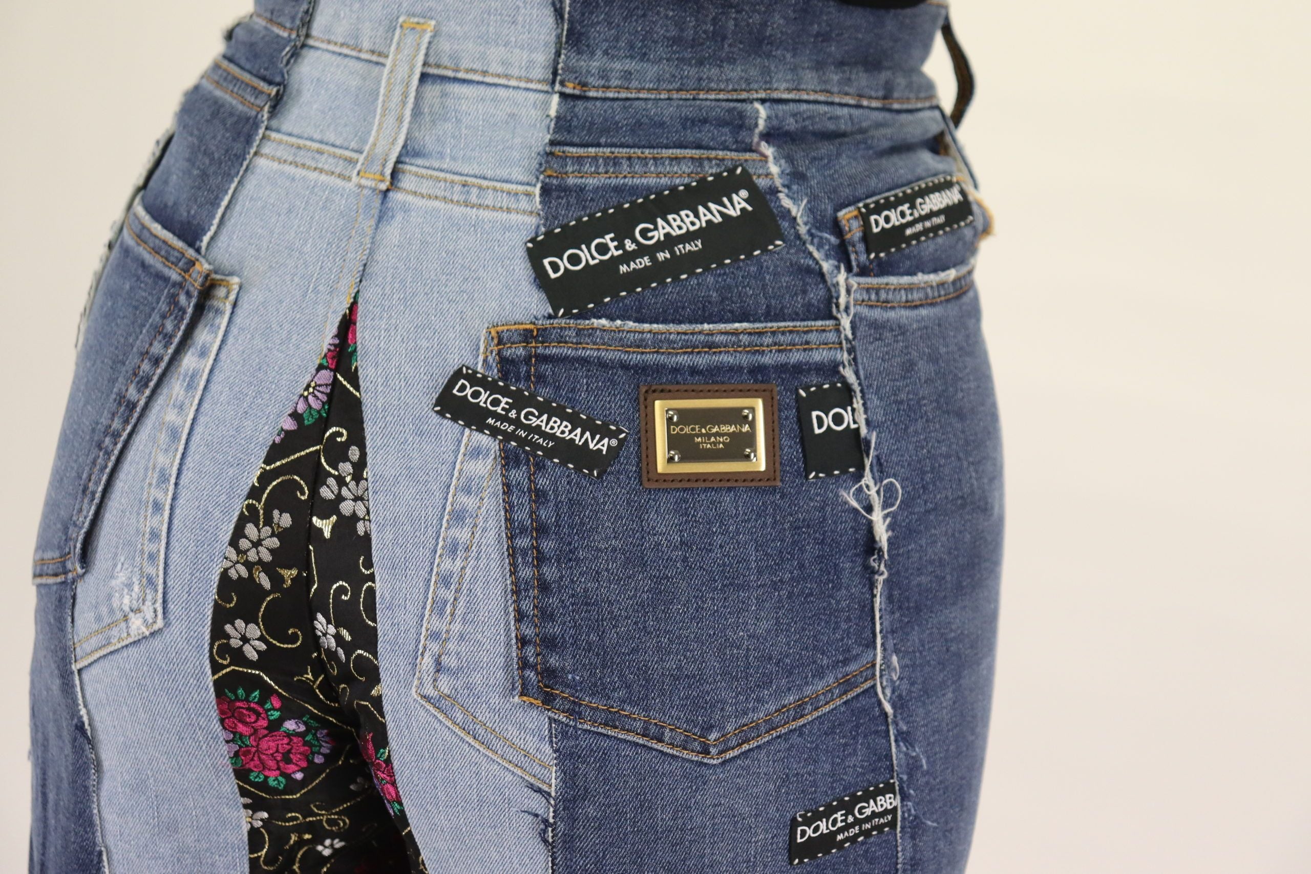 Blugi Dolce & Gabbana cu talie înaltă, multicolori, cu croi larg