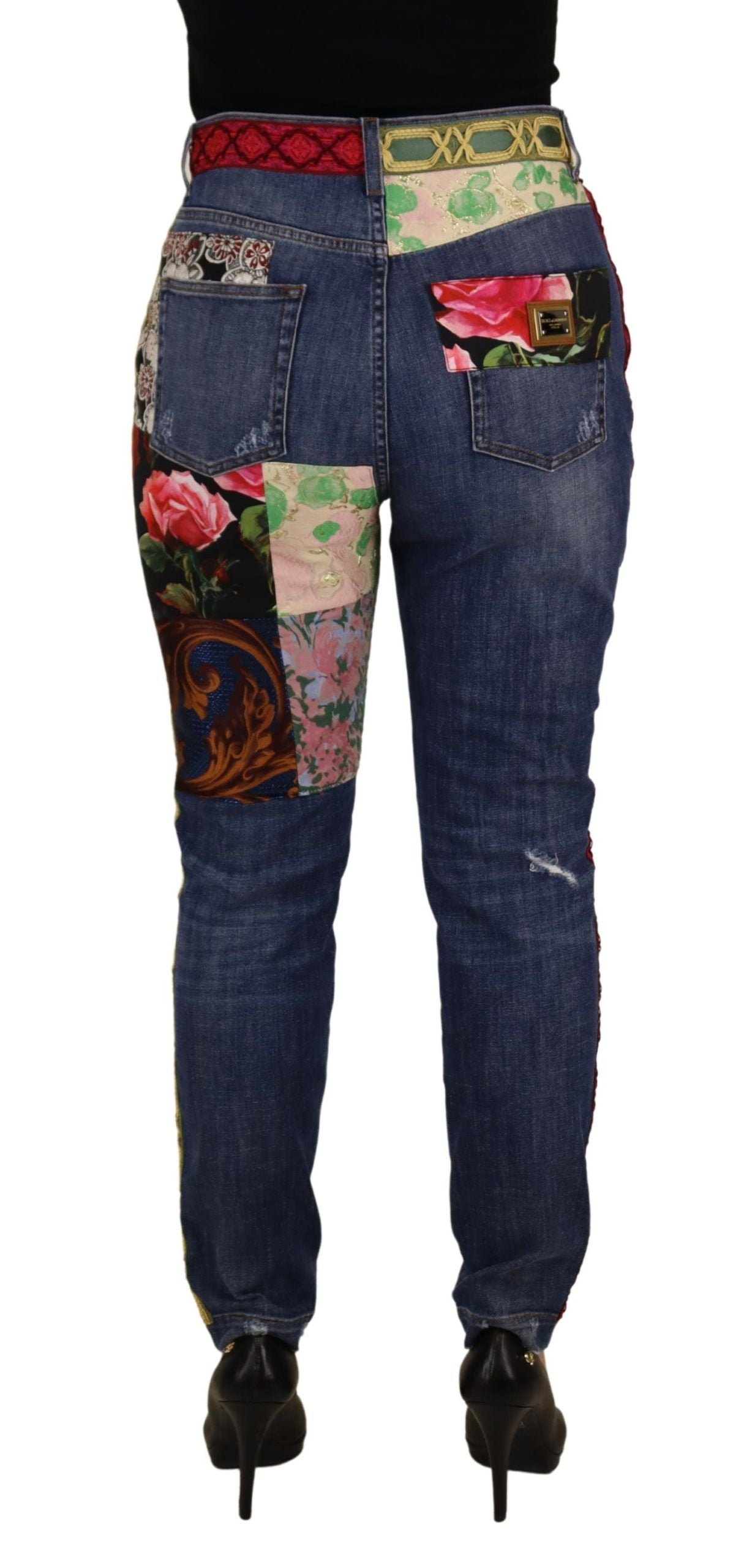Dolce & Gabbana Bluză skinny cu talie înaltă, model patchwork