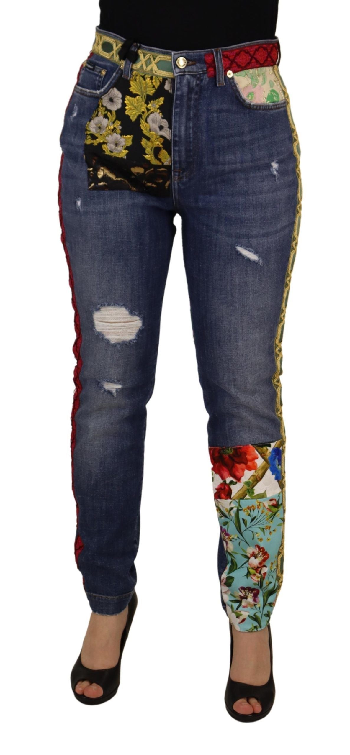Dolce & Gabbana Bluză skinny cu talie înaltă, model patchwork