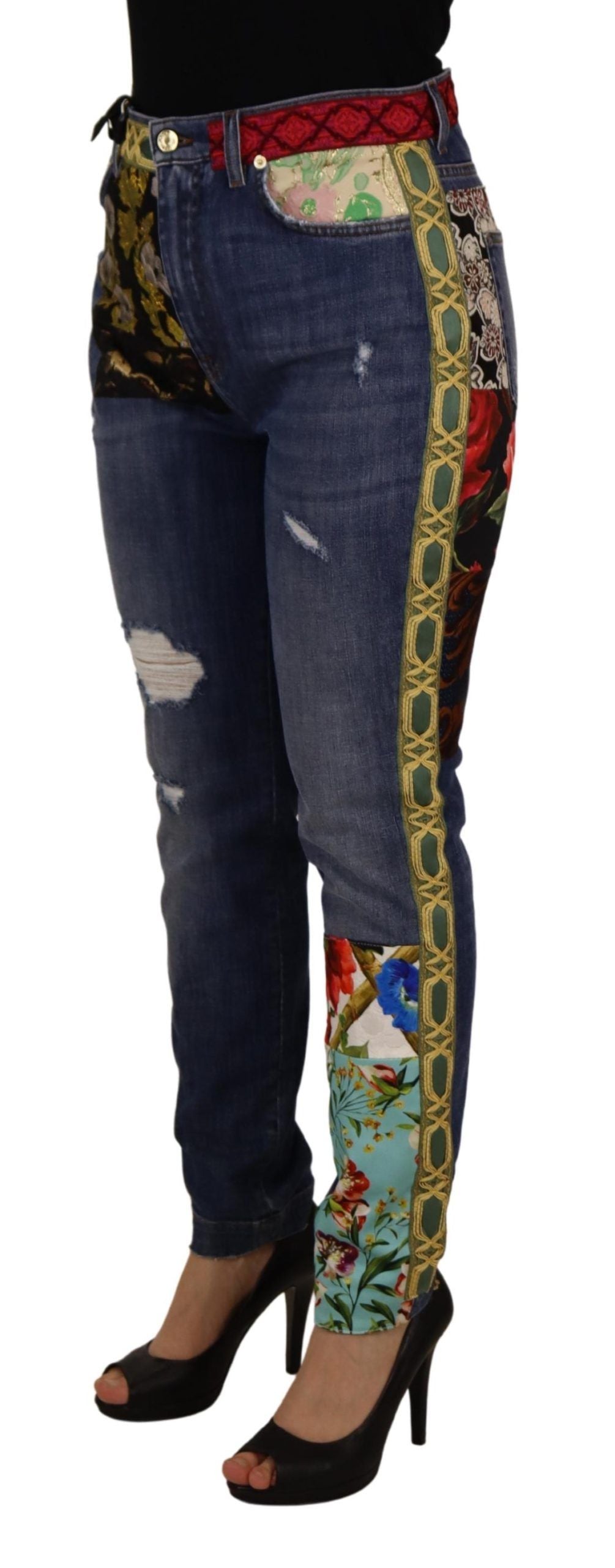Dolce & Gabbana Bluză skinny cu talie înaltă, model patchwork