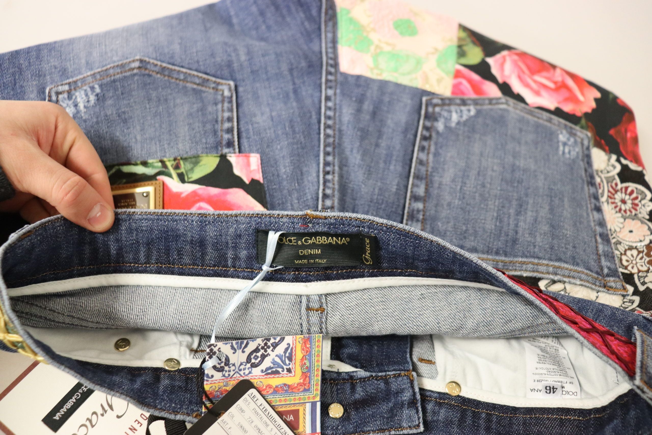 Dolce & Gabbana Bluză skinny cu talie înaltă, model patchwork