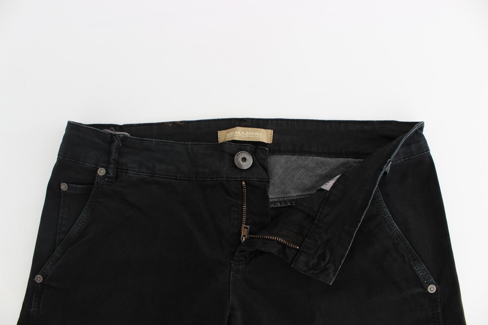 Ermanno Scervino – elegante, schwarze Designer-Jeans mit schmalem Bein