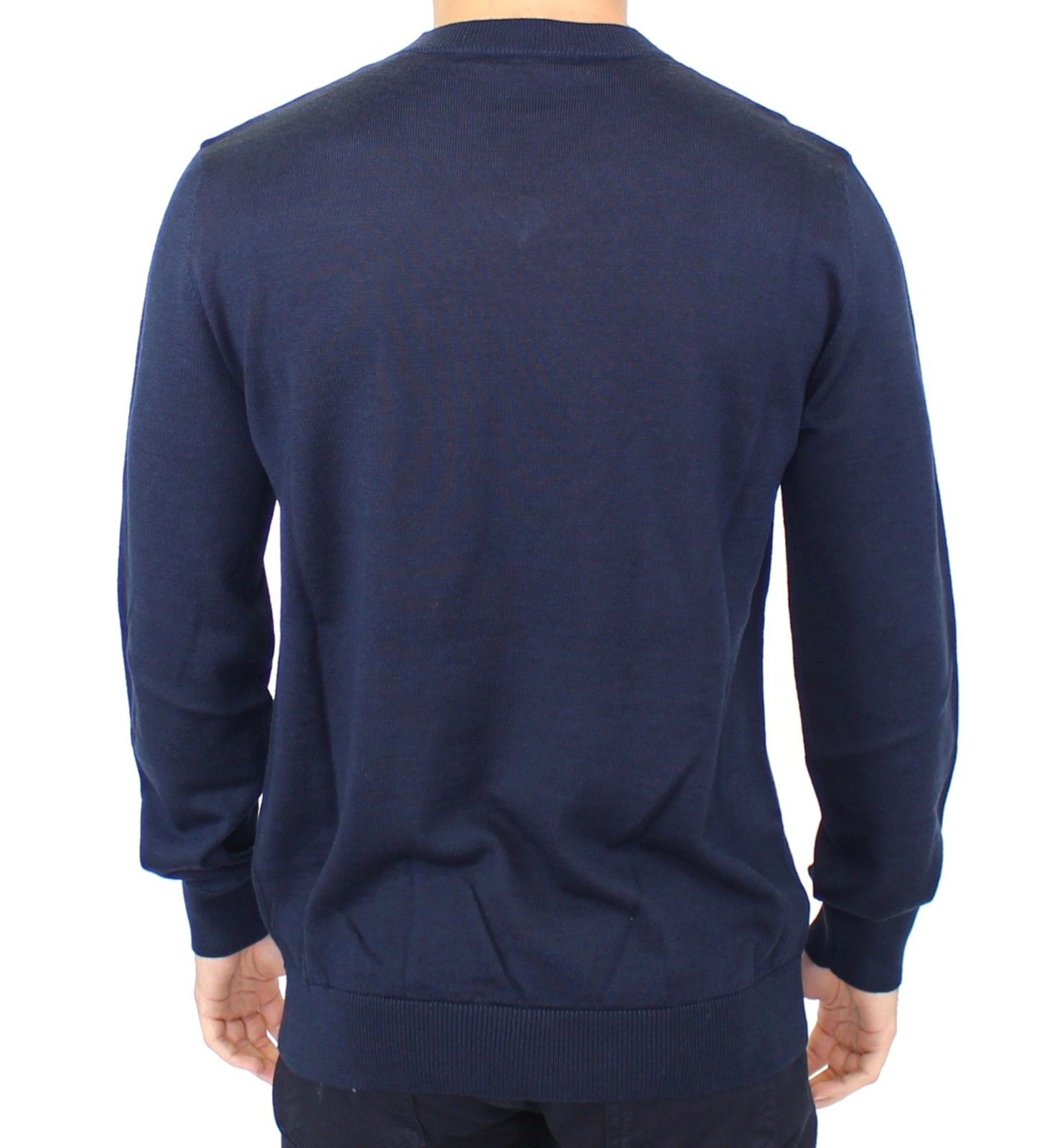 Ermanno Scervino Eleganter blauer Pullover aus Wollmischung mit V-Ausschnitt