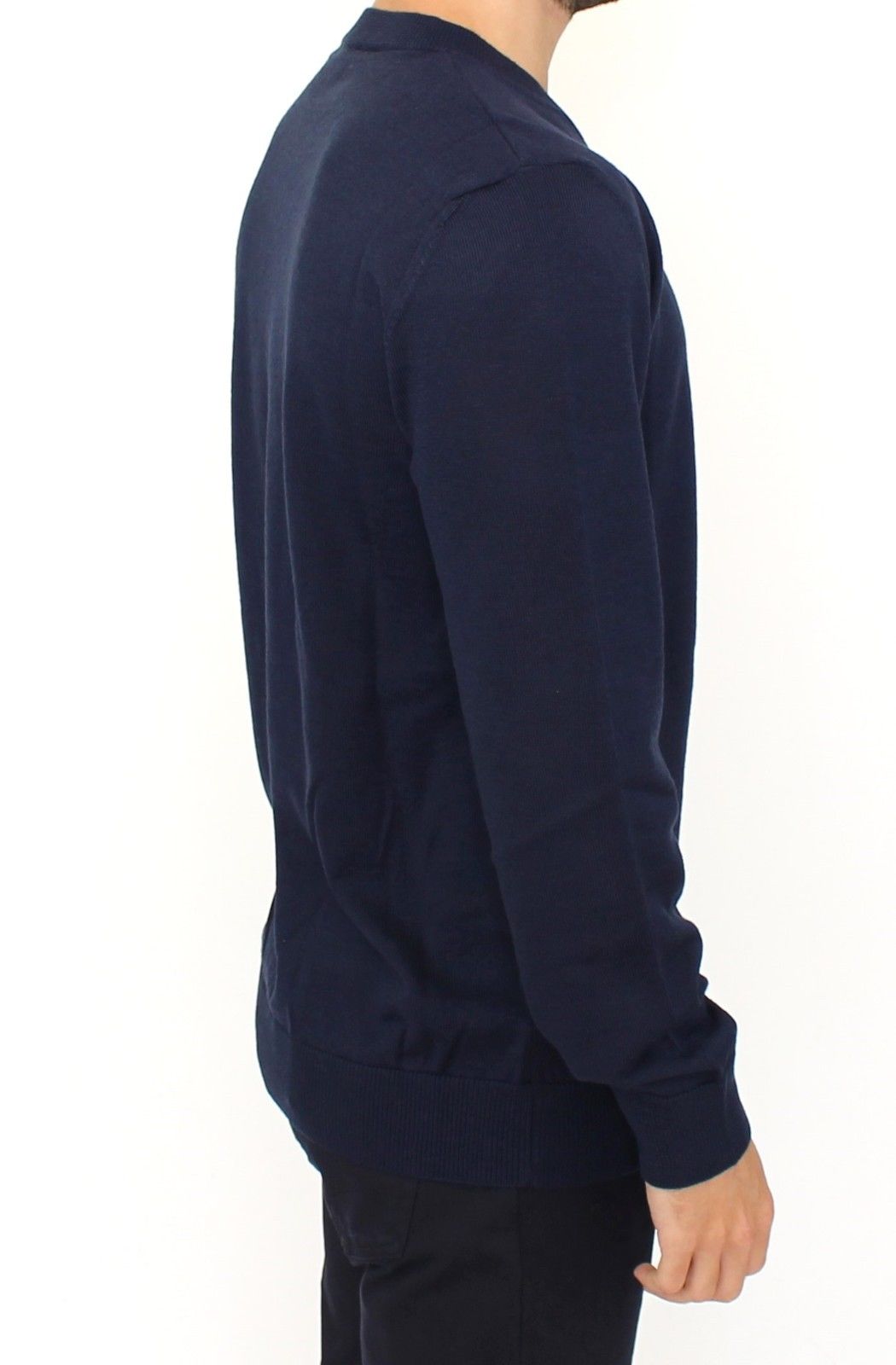 Ermanno Scervino Eleganter blauer Pullover aus Wollmischung mit V-Ausschnitt