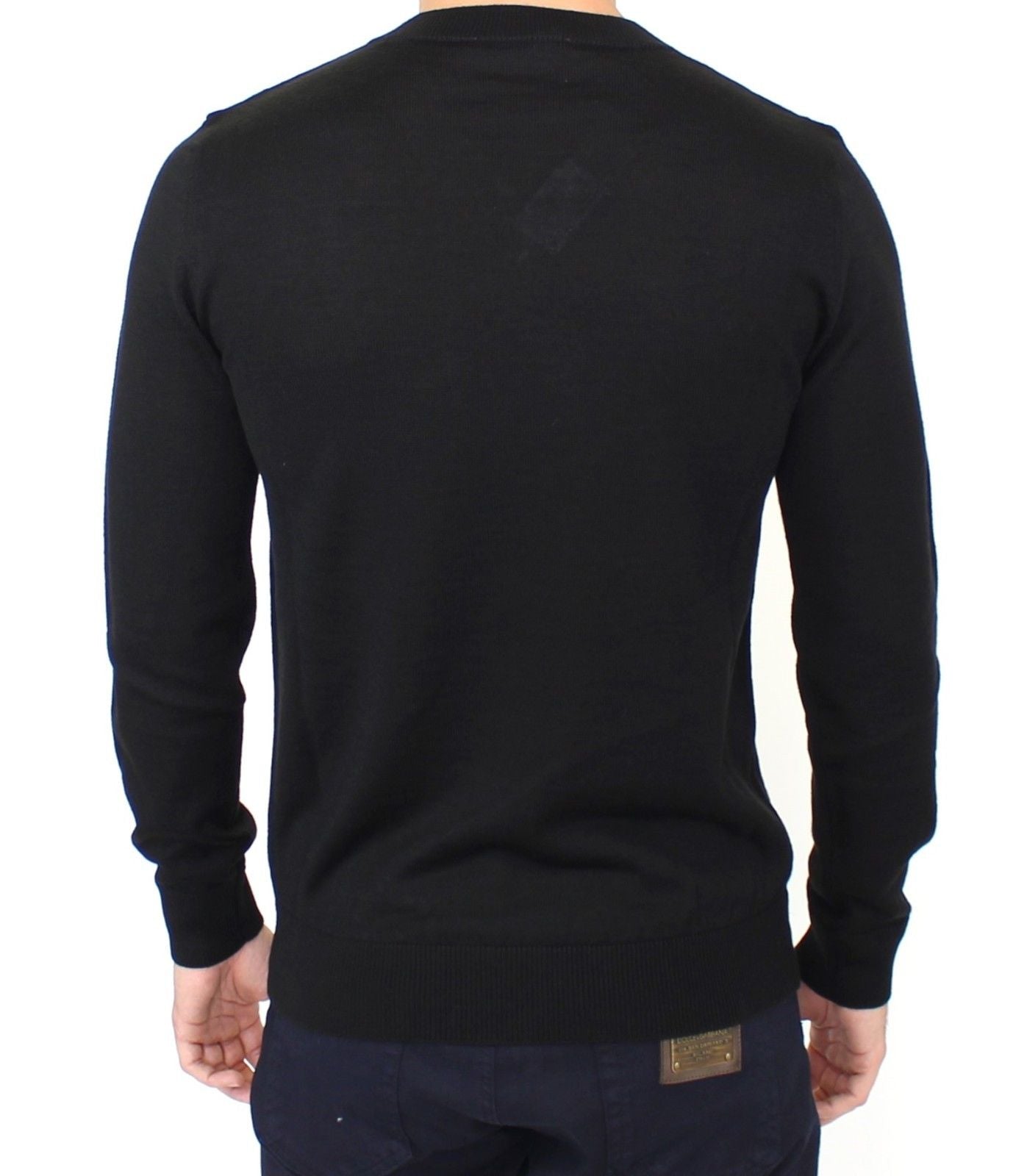 Ermanno Scervino Eleganter schwarzer Pullover aus Wollmischung mit V-Ausschnitt