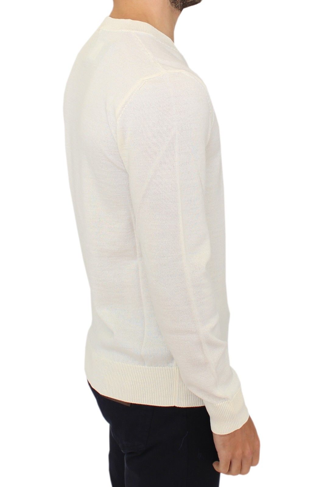Ermanno Scervino – Pullover aus Wollmischung mit V-Ausschnitt in Cremeweiß