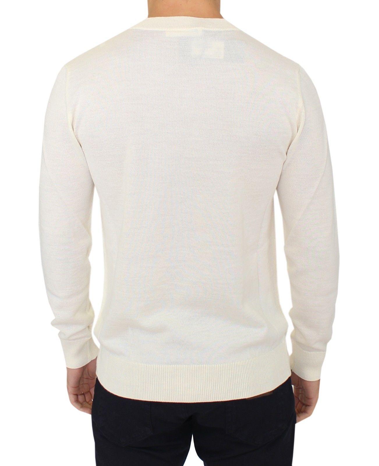 Ermanno Scervino – Pullover aus Wollmischung mit V-Ausschnitt in Cremeweiß