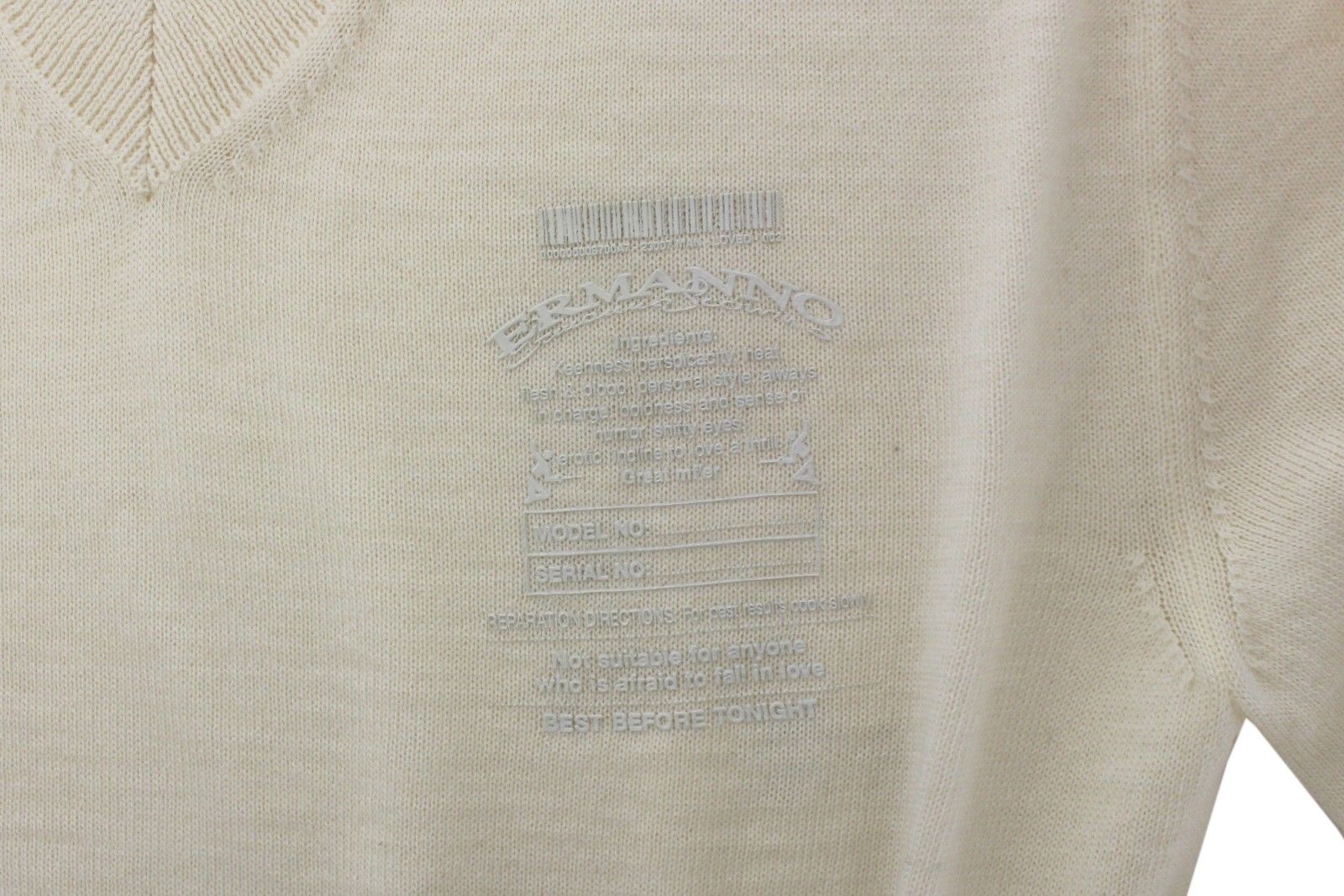Ermanno Scervino – Pullover aus Wollmischung mit V-Ausschnitt in Cremeweiß