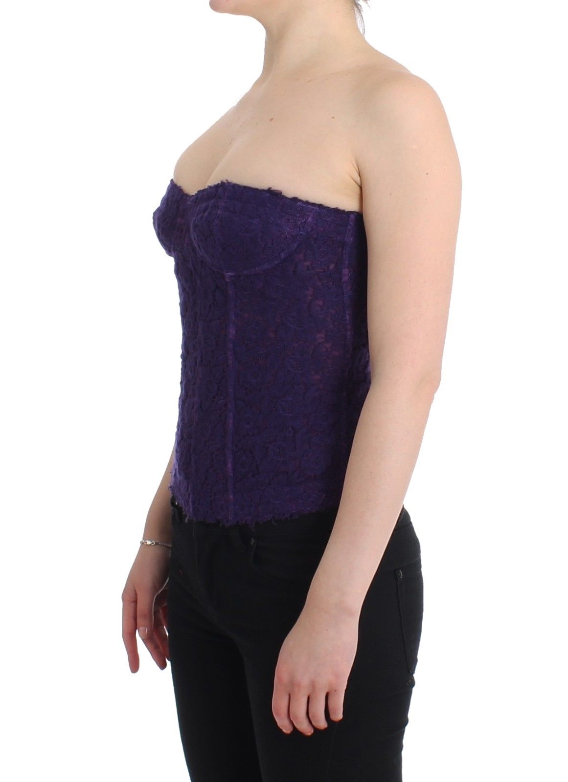 Ermanno Scervino Lila Spitzen-Bustier-Korsett aus Seidenmischung