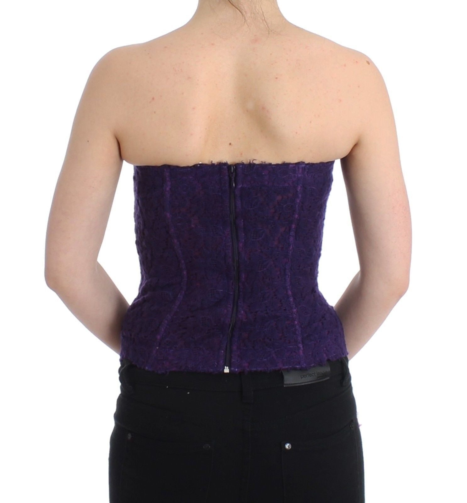 Ermanno Scervino Lila Spitzen-Bustier-Korsett aus Seidenmischung