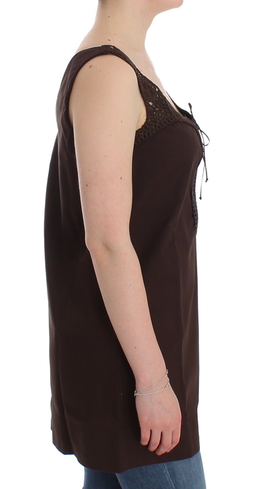 Top rochie din bumbac tunică maro șic Ermanno Scervino
