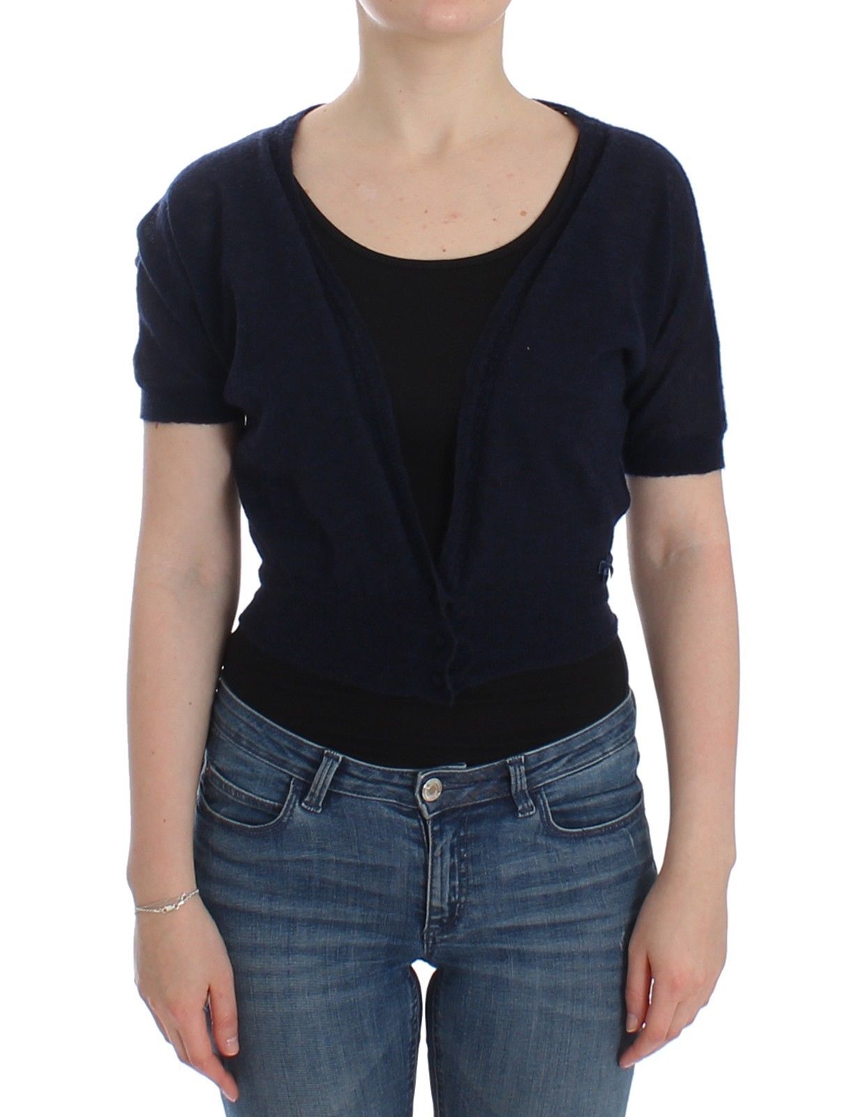 Ermanno Scervino Eleganter kurzer Pullover aus blauer Alpaka-Mischung