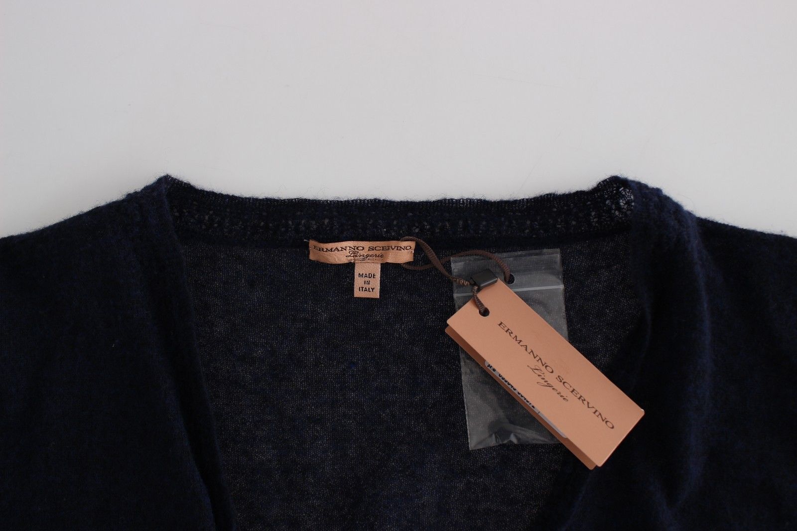 Ermanno Scervino Eleganter kurzer Pullover aus blauer Alpaka-Mischung