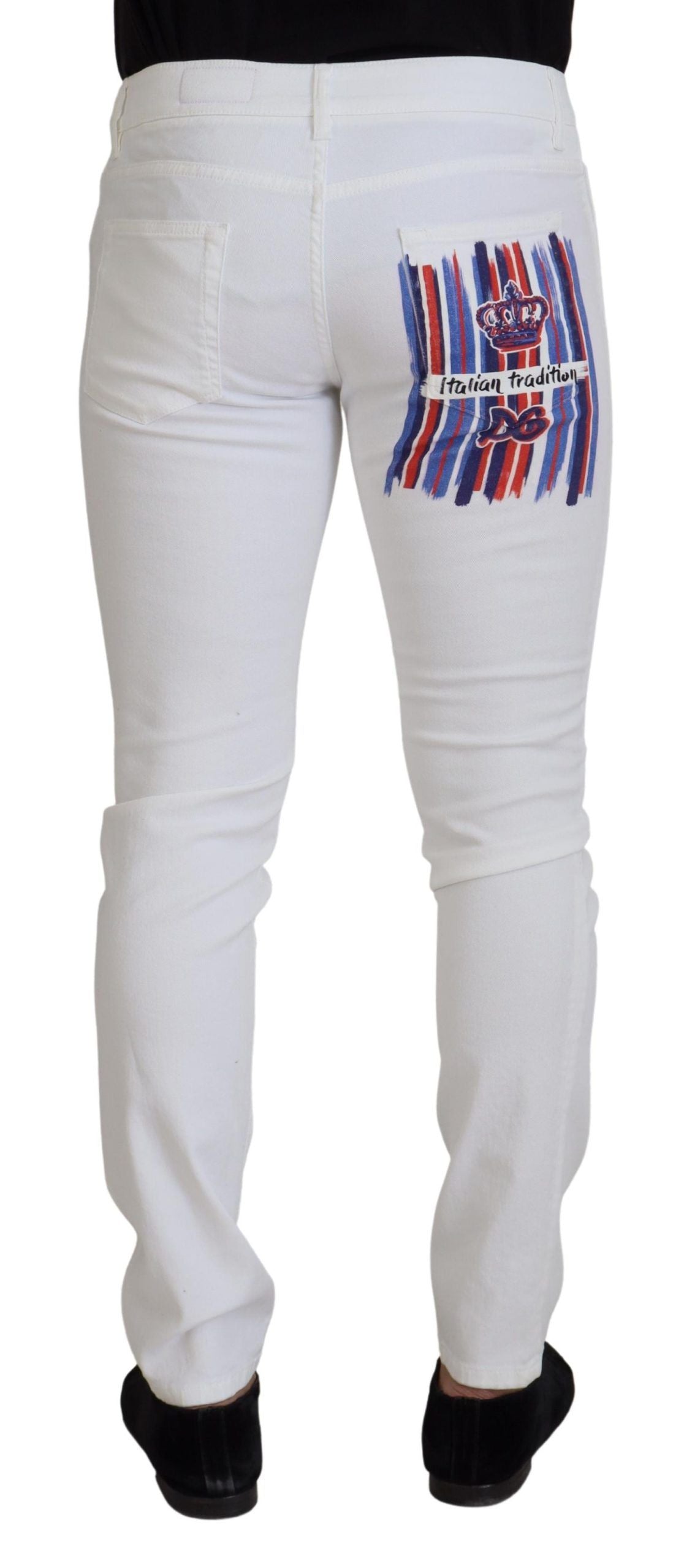 Blugi skinny eleganți Dolce & Gabbana, croială slim fit, albi