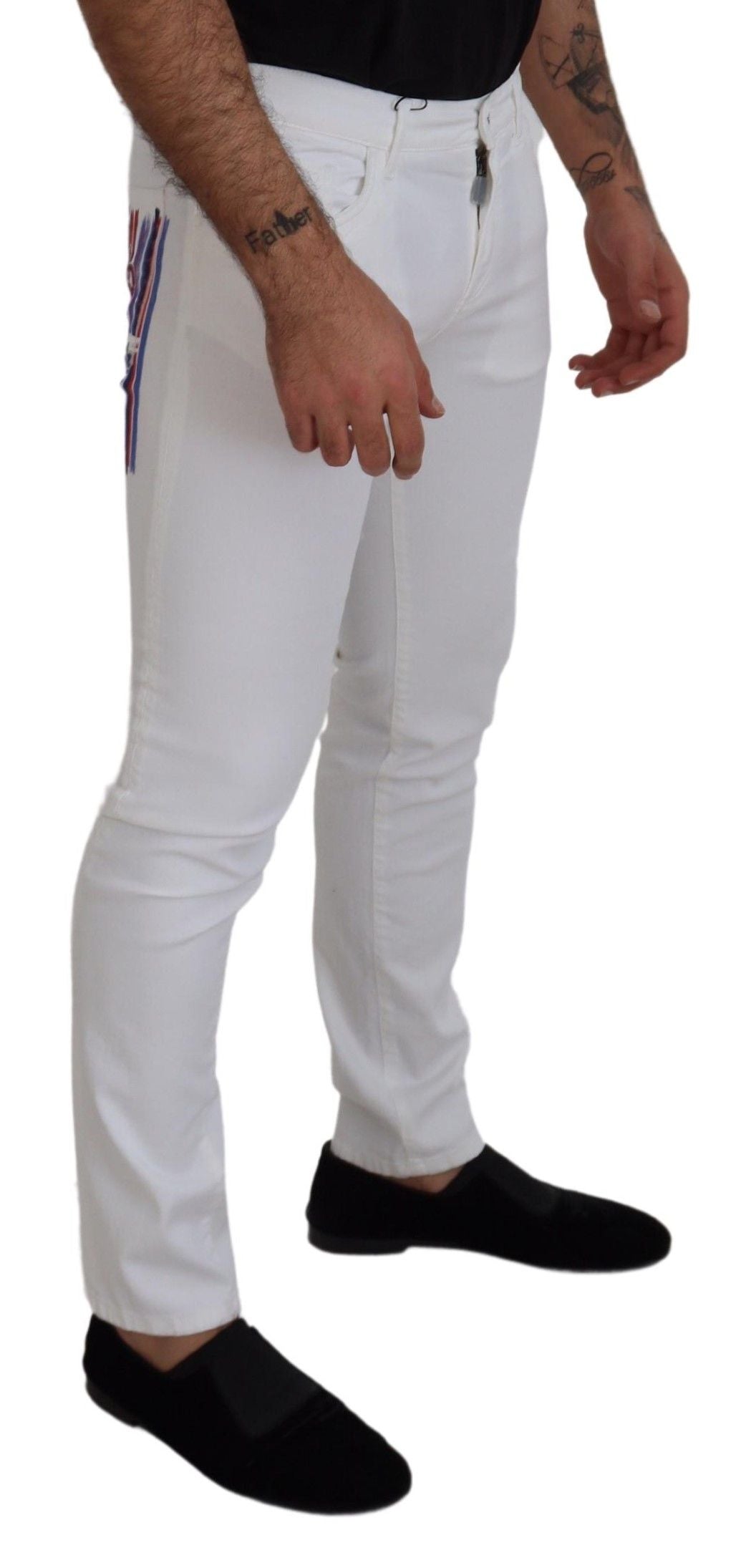 Blugi skinny eleganți Dolce & Gabbana, croială slim fit, albi