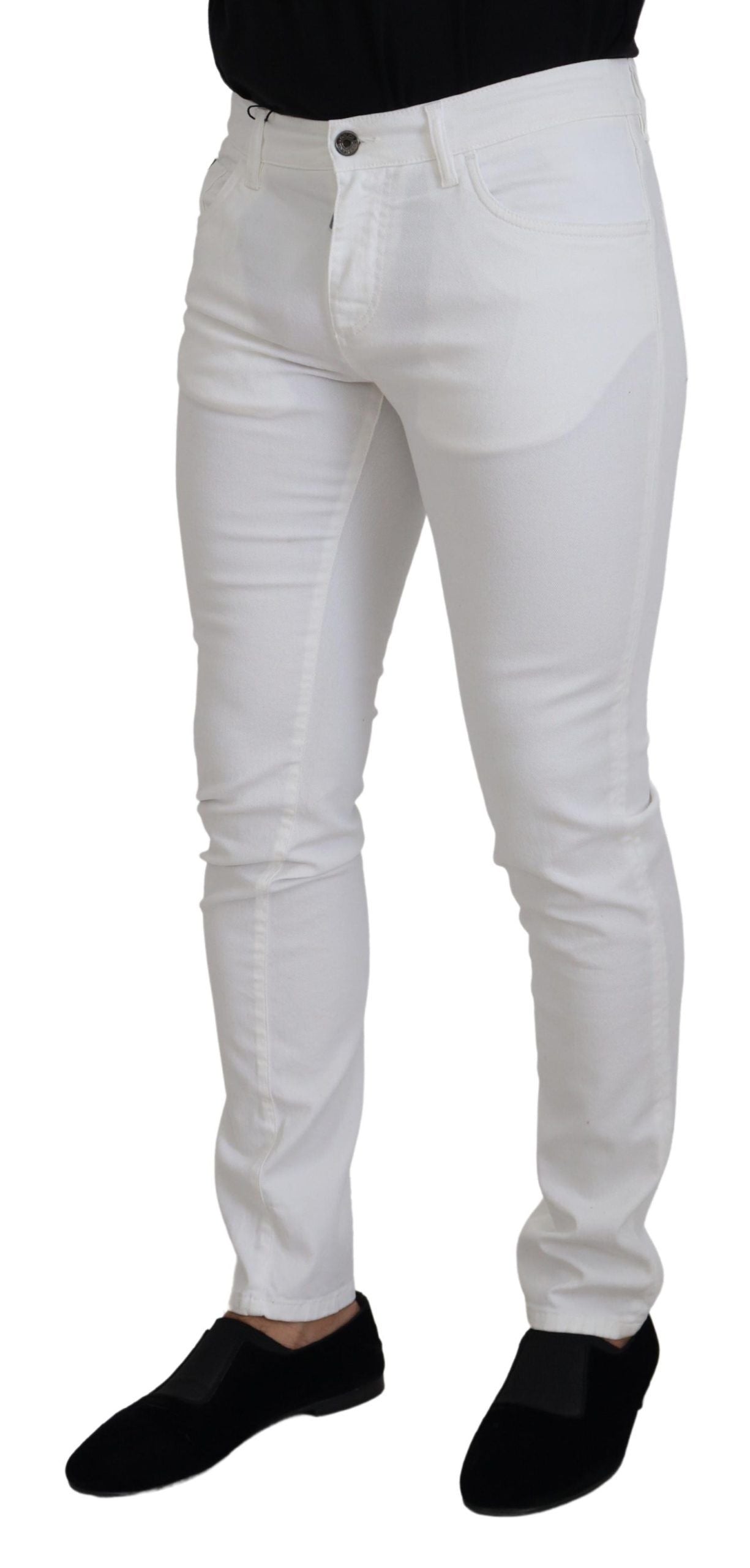 Blugi skinny eleganți Dolce & Gabbana, croială slim fit, albi