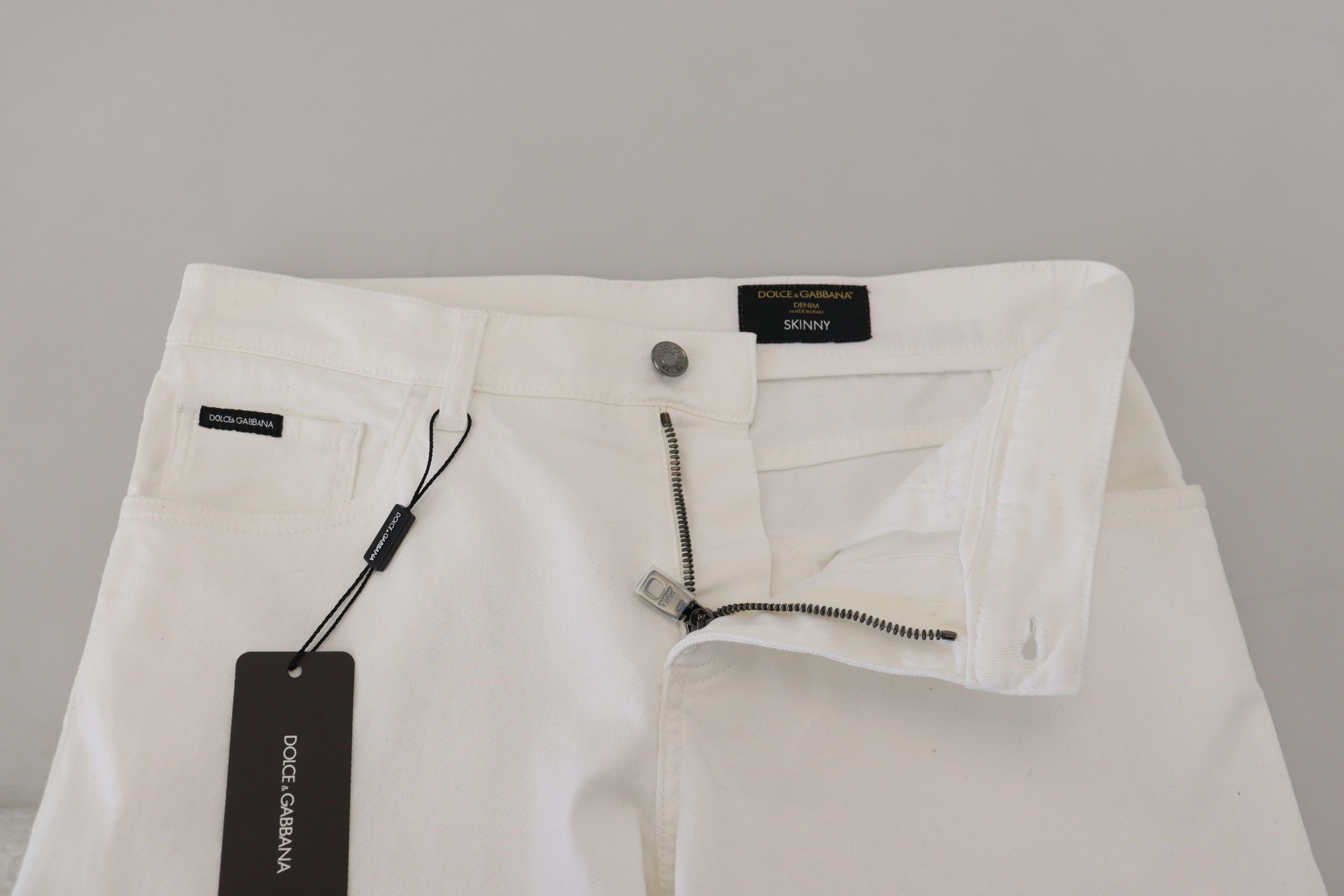Blugi skinny eleganți Dolce & Gabbana, croială slim fit, albi