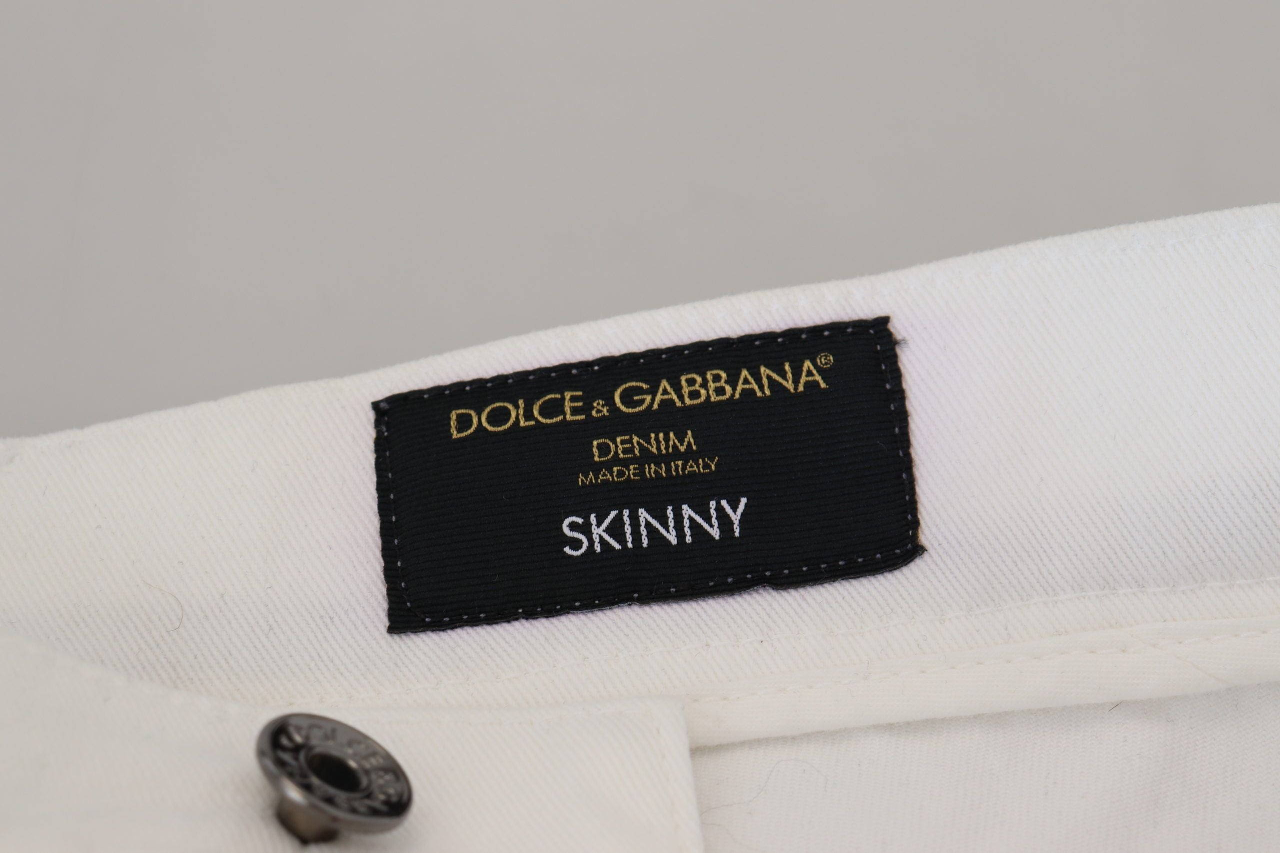 Blugi skinny eleganți Dolce & Gabbana, croială slim fit, albi