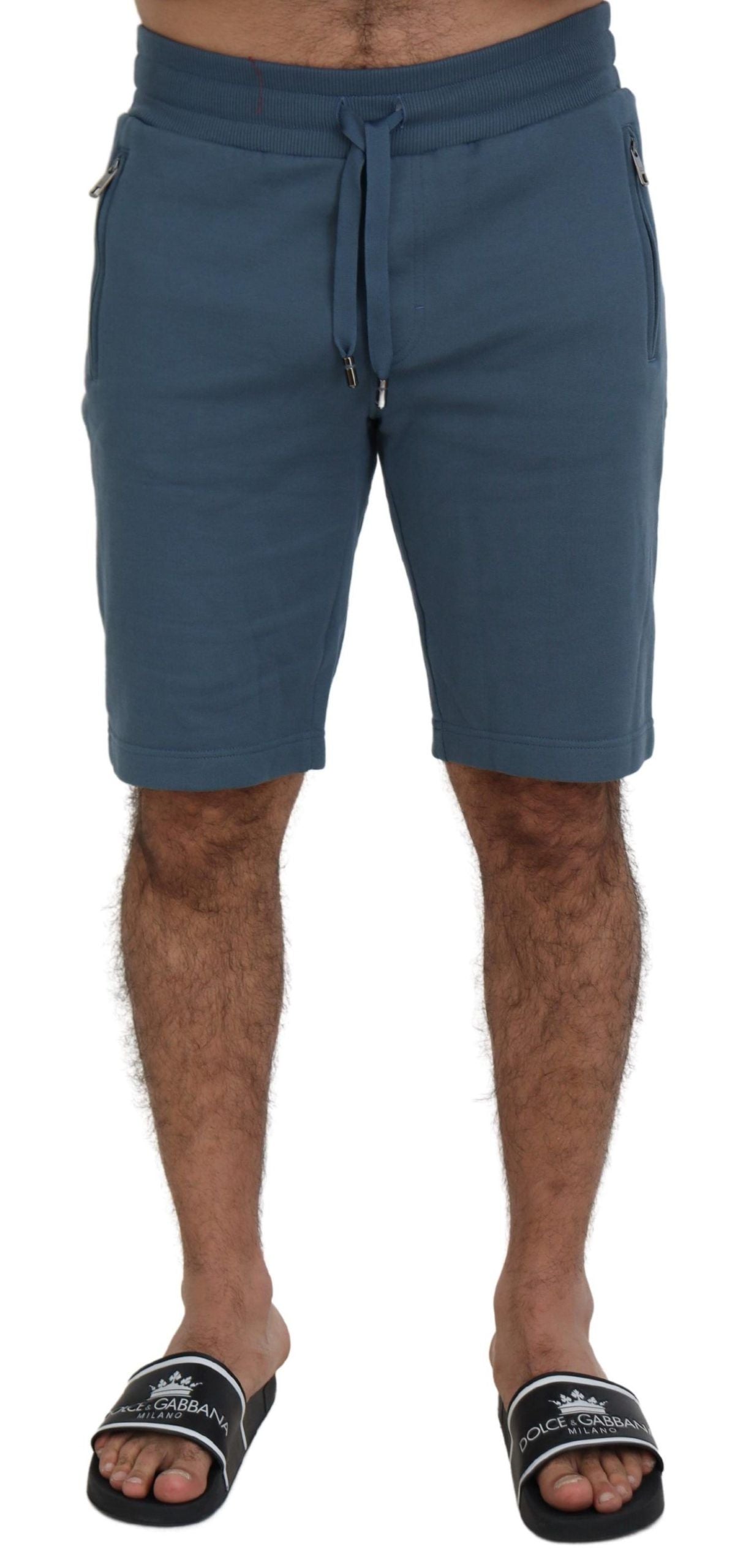 Pantaloni scurți eleganti Dolce & Gabbana Bermuda albaștri - Croială regulată