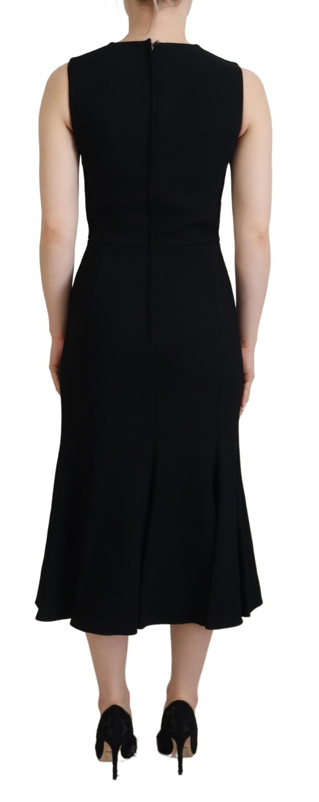 Dolce & Gabbana – Elegantes, figurbetontes, ausgestelltes schwarzes Etuikleid