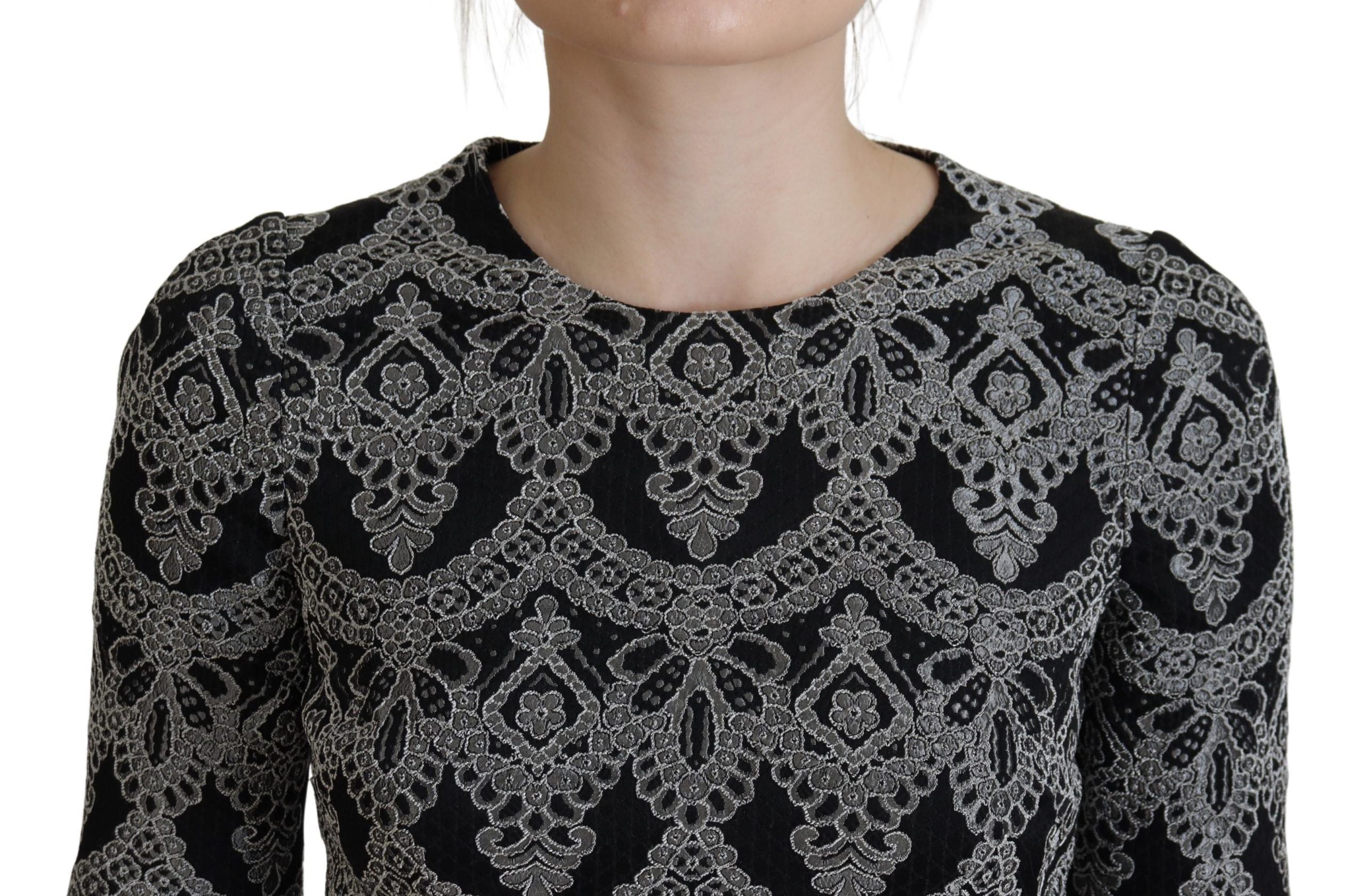 Rochie elegantă Dolce & Gabbana, model jacquard, mulată, tip mânecă scurtă