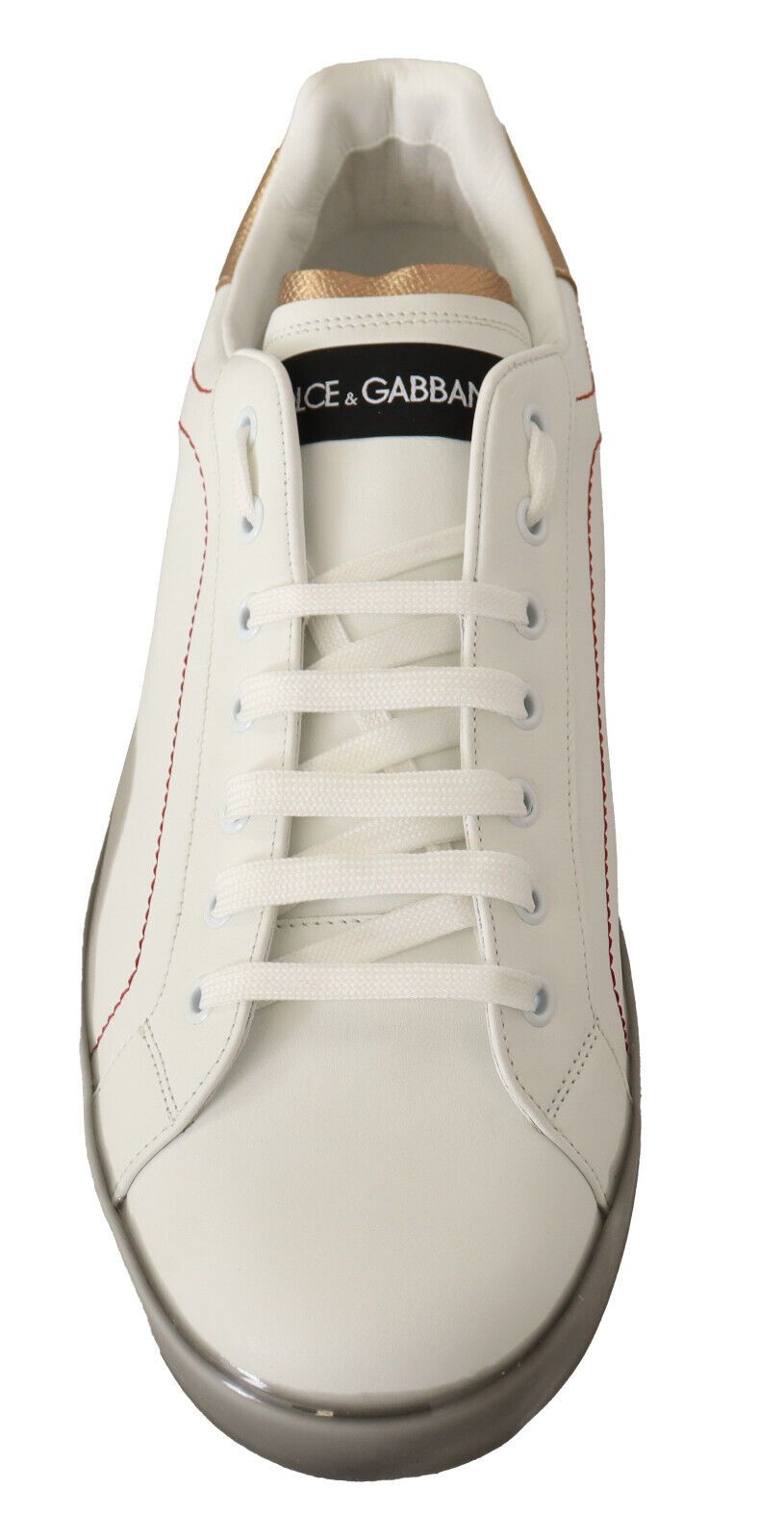 Dolce & Gabbana Elegante Sneakers aus weißem und goldenem Leder