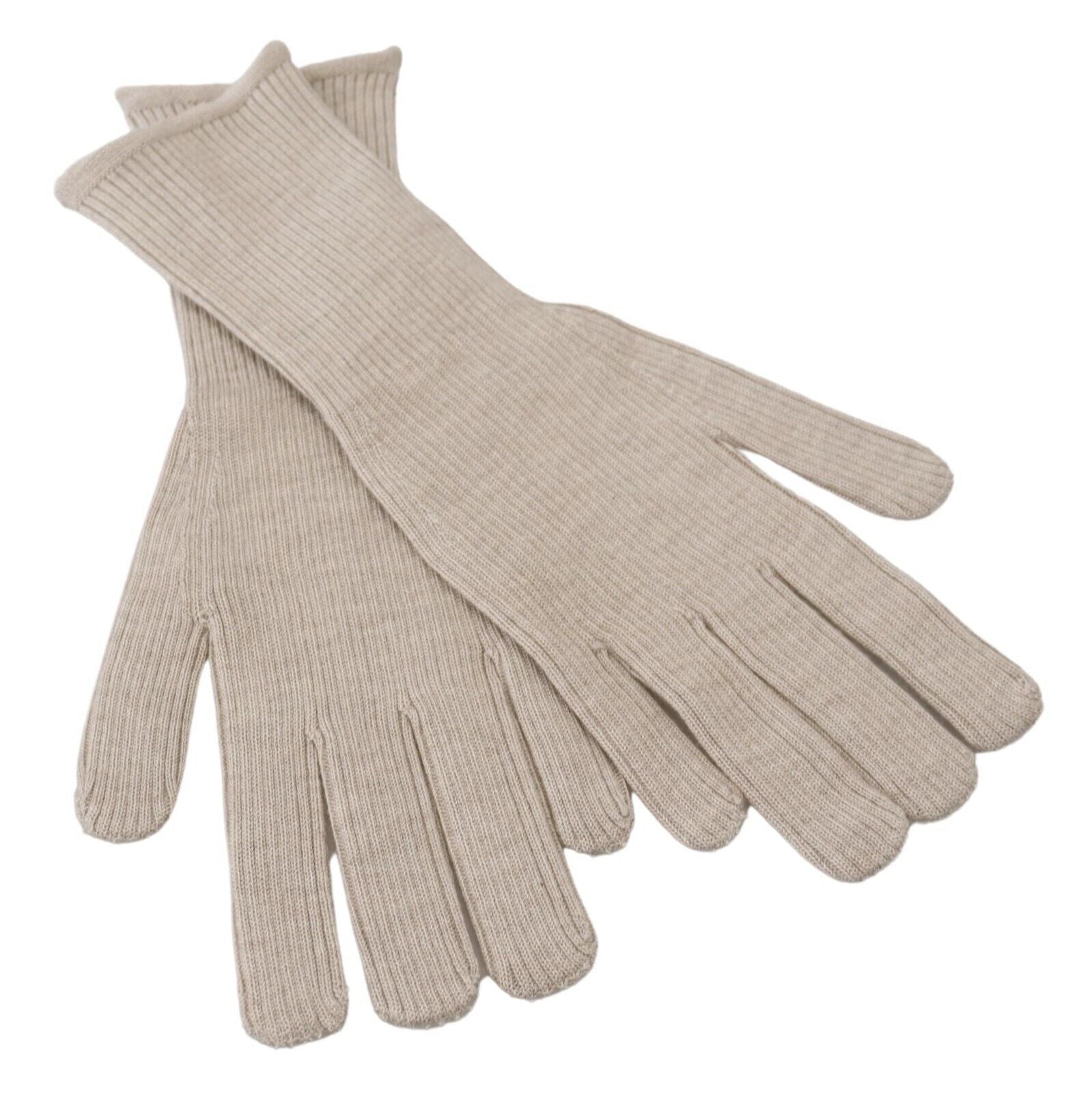 Mănuși Dolce & Gabbana Elegant Ivory Cashmere-Mate Mix