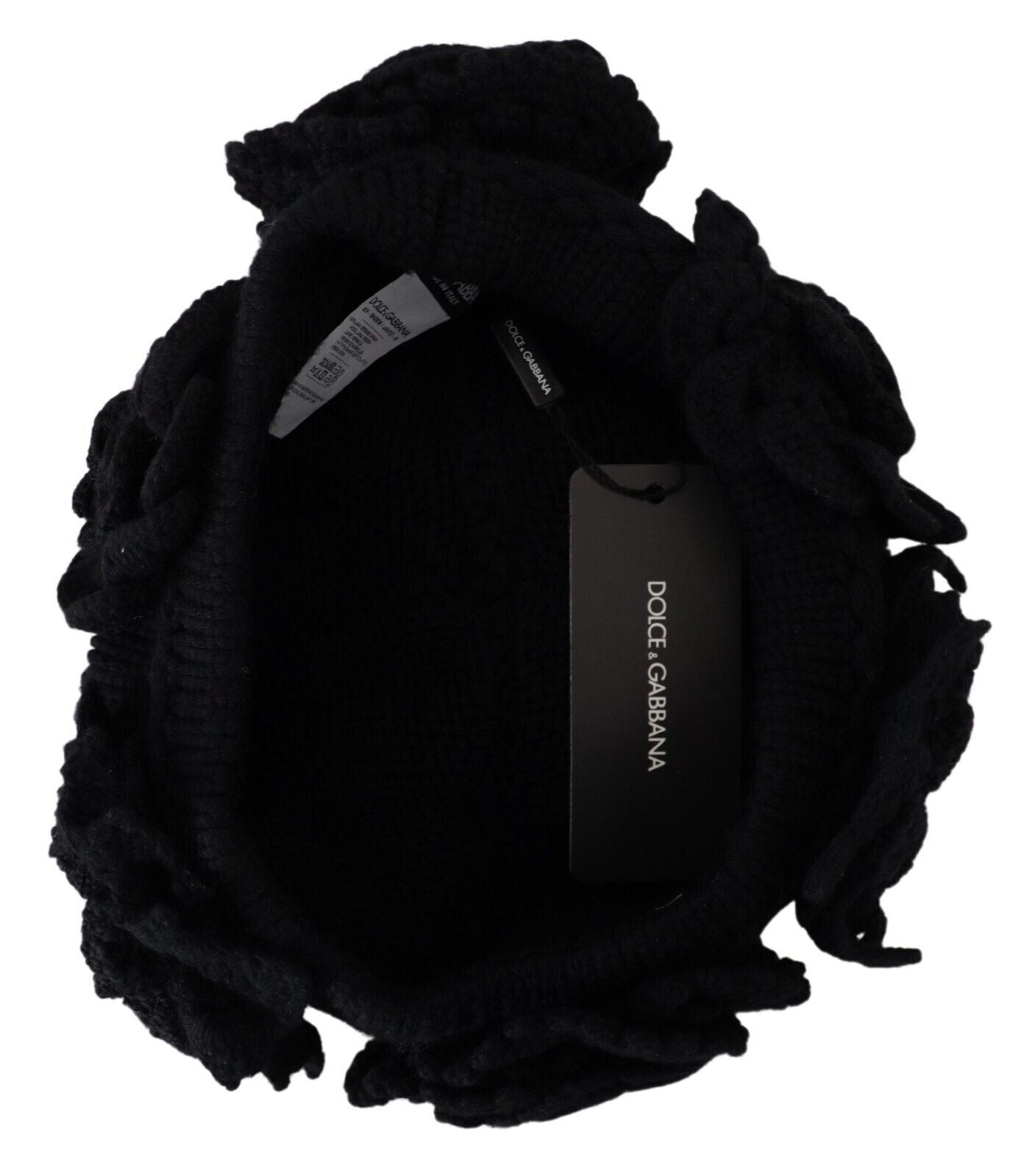 Căciulă Dolce & Gabbana Elegant Black Beanie din lână virgină