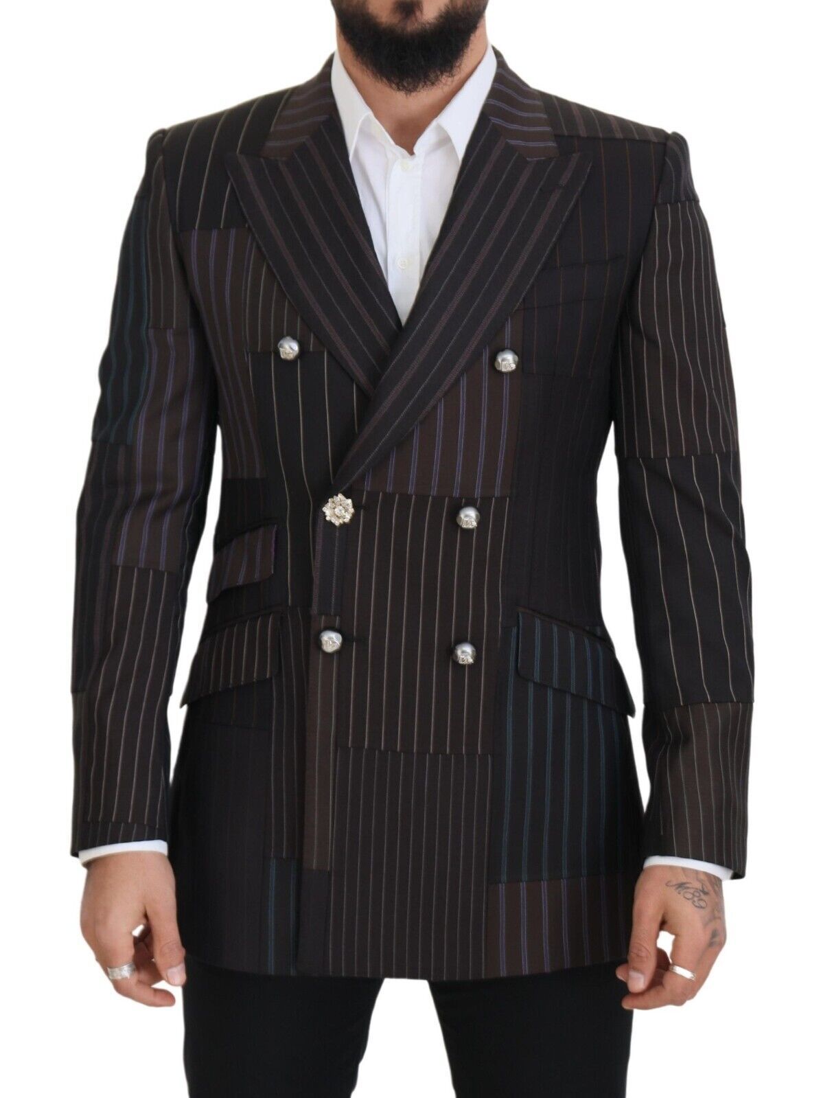 Dolce & Gabbana, mehrfarbiger Slim-Fit-Blazer aus Woll-Seiden-Mischung