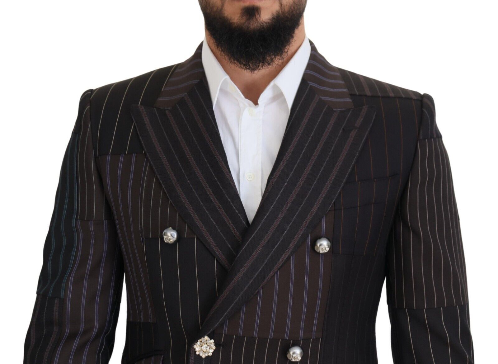 Dolce & Gabbana, mehrfarbiger Slim-Fit-Blazer aus Woll-Seiden-Mischung