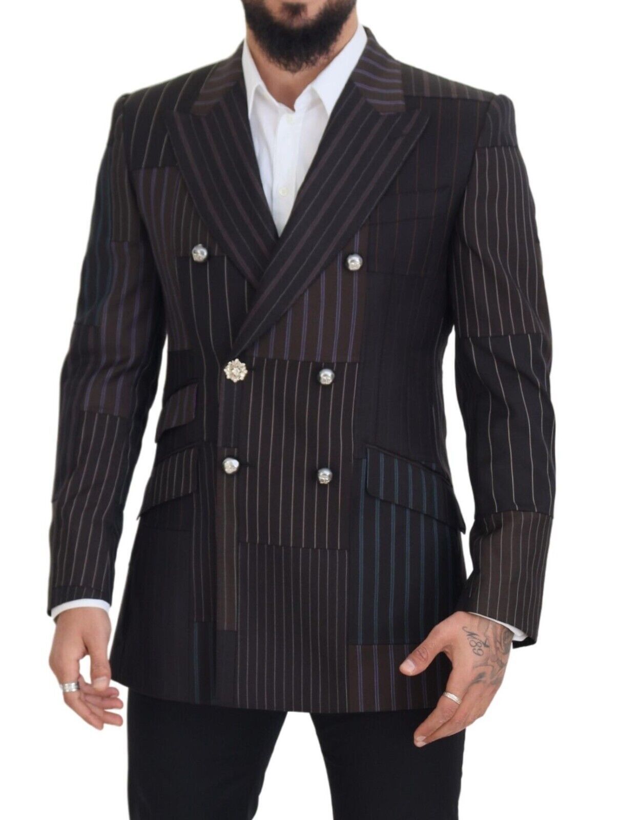 Dolce & Gabbana, mehrfarbiger Slim-Fit-Blazer aus Woll-Seiden-Mischung