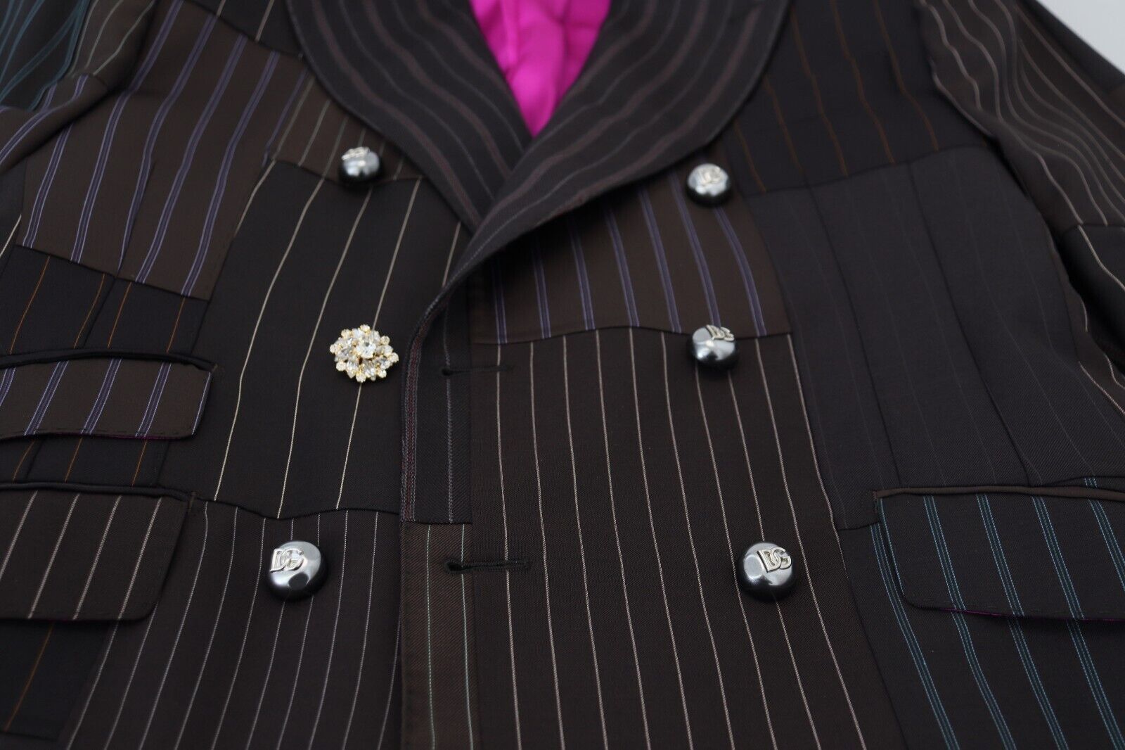 Dolce & Gabbana, mehrfarbiger Slim-Fit-Blazer aus Woll-Seiden-Mischung