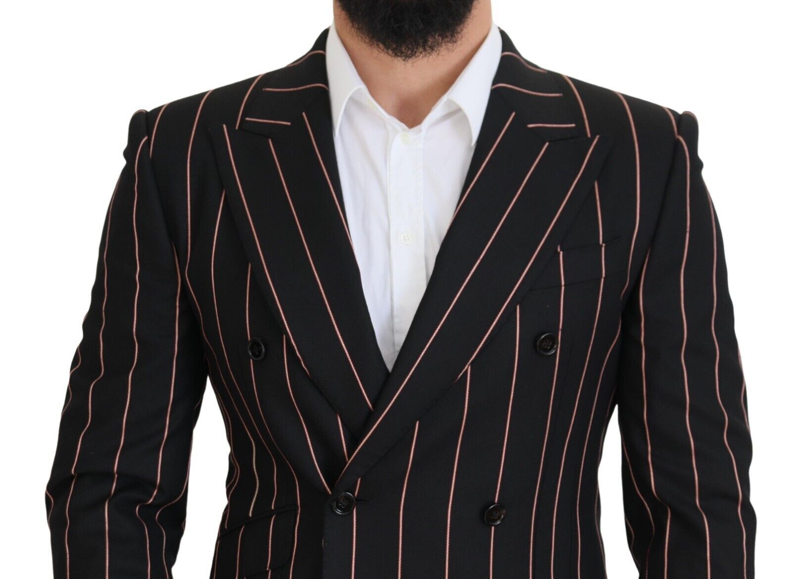 Dolce & Gabbana Eleganter Slim Fit Zweireihiger Schwarzer Blazer