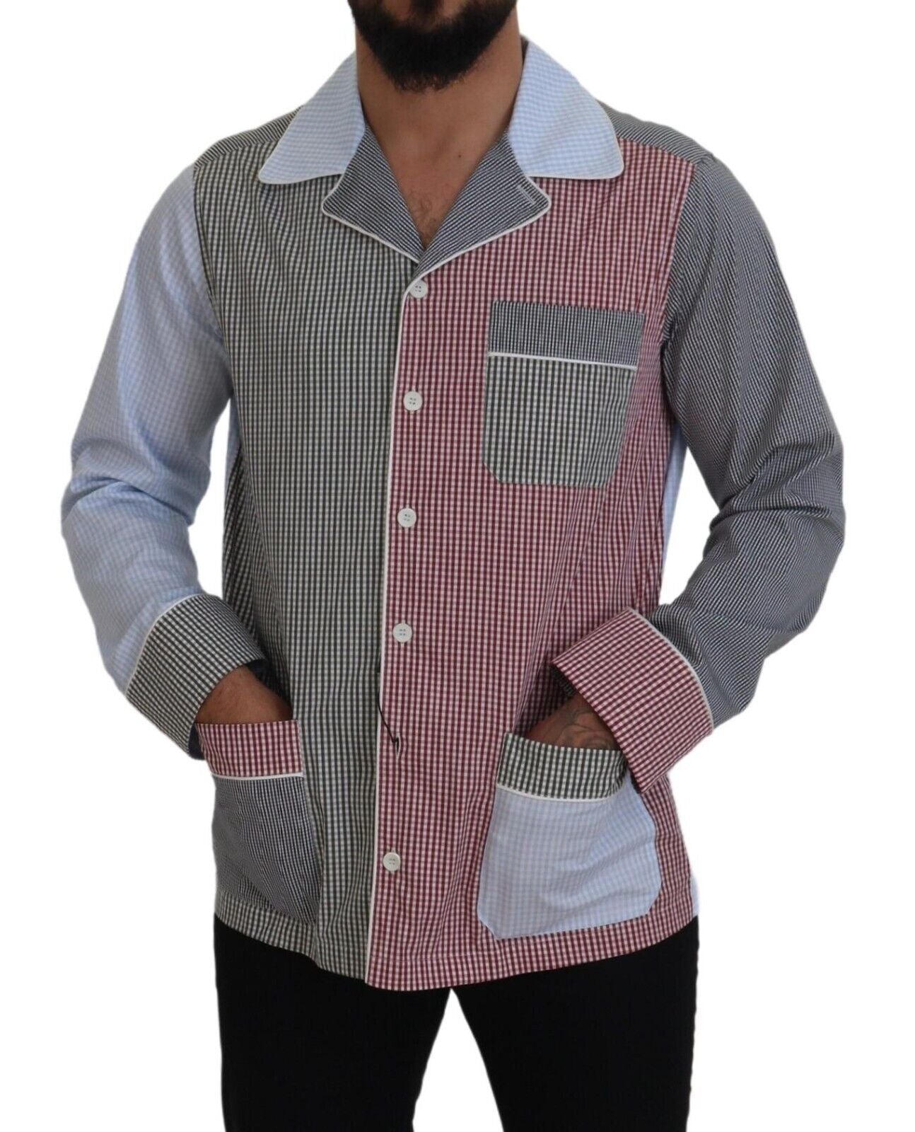Dolce & Gabbana Mehrfarbiges Button-Down-Schlafshirt aus Baumwolle