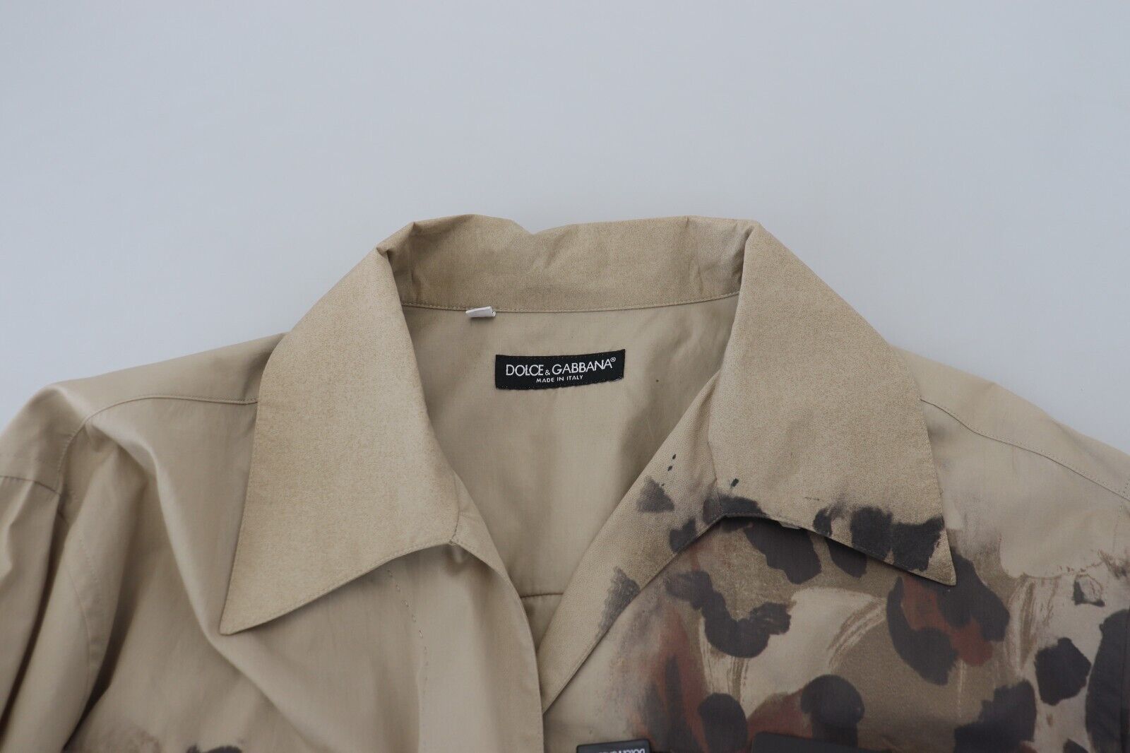 Dolce & Gabbana Beige Baumwoll-Button-Down-Freizeithemd
