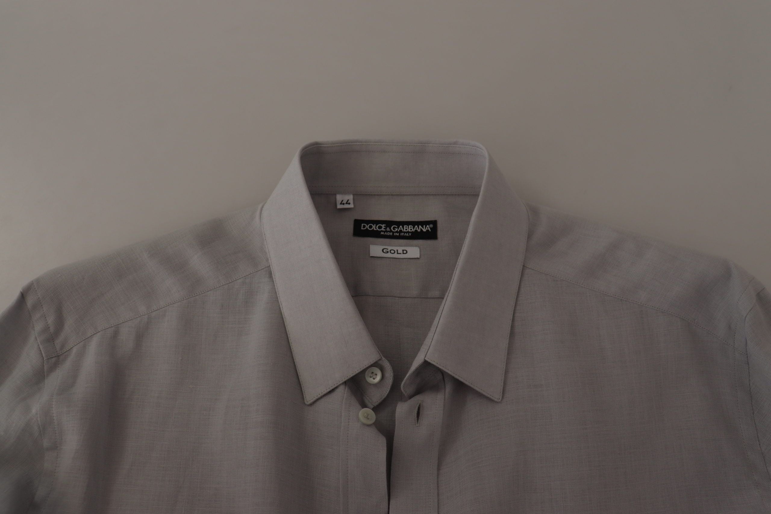 Dolce & Gabbana Elegantes graues Slim Fit Leinenhemd