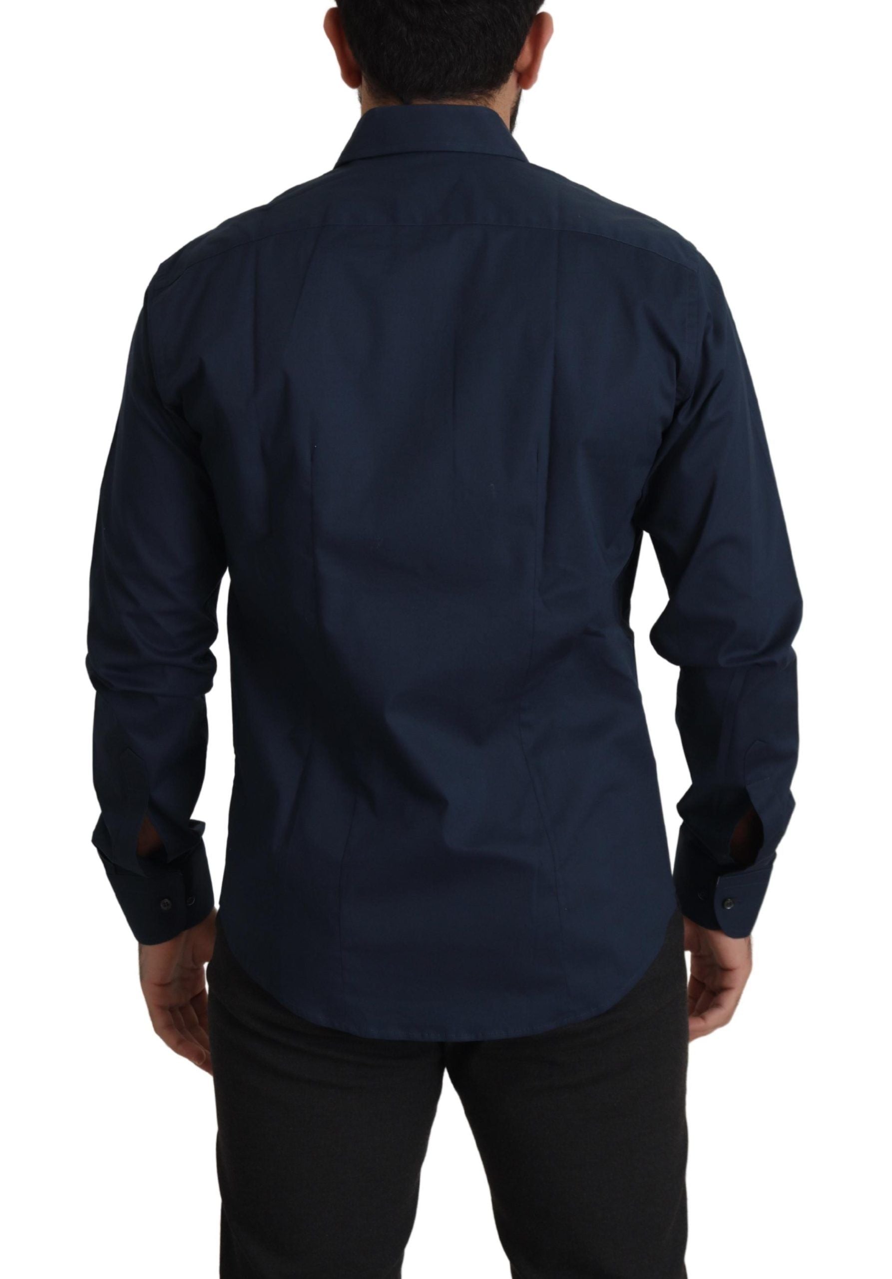 Roberto Cavalli – Marineblaues, elegantes Baumwollhemd