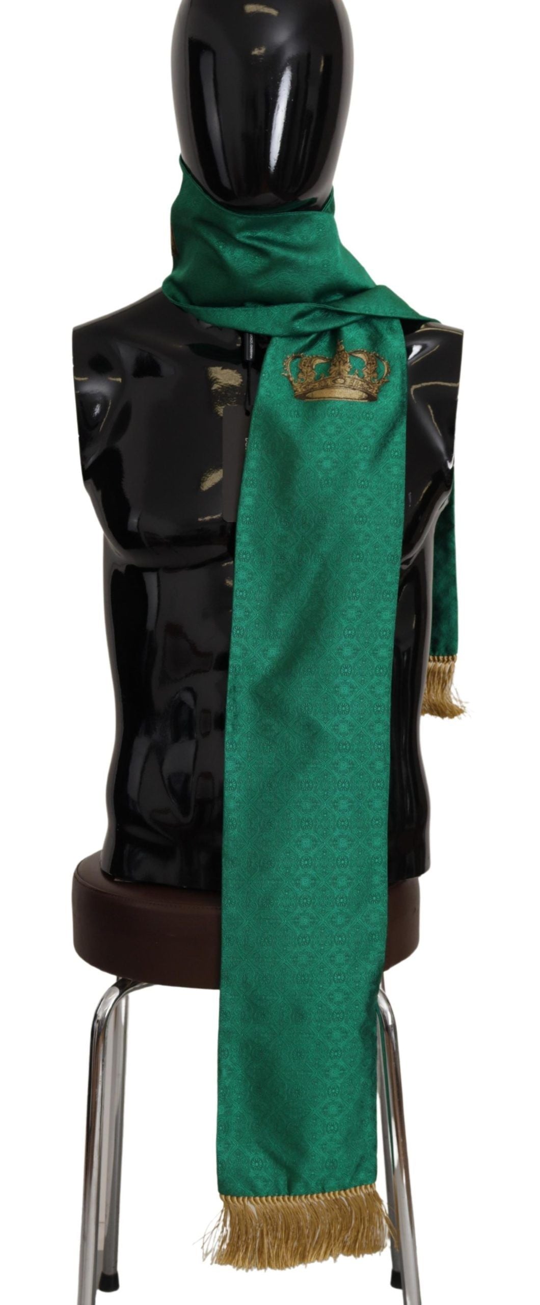 Eșarfă elegantă pentru bărbați din amestec de mătase verde Dolce & Gabbana