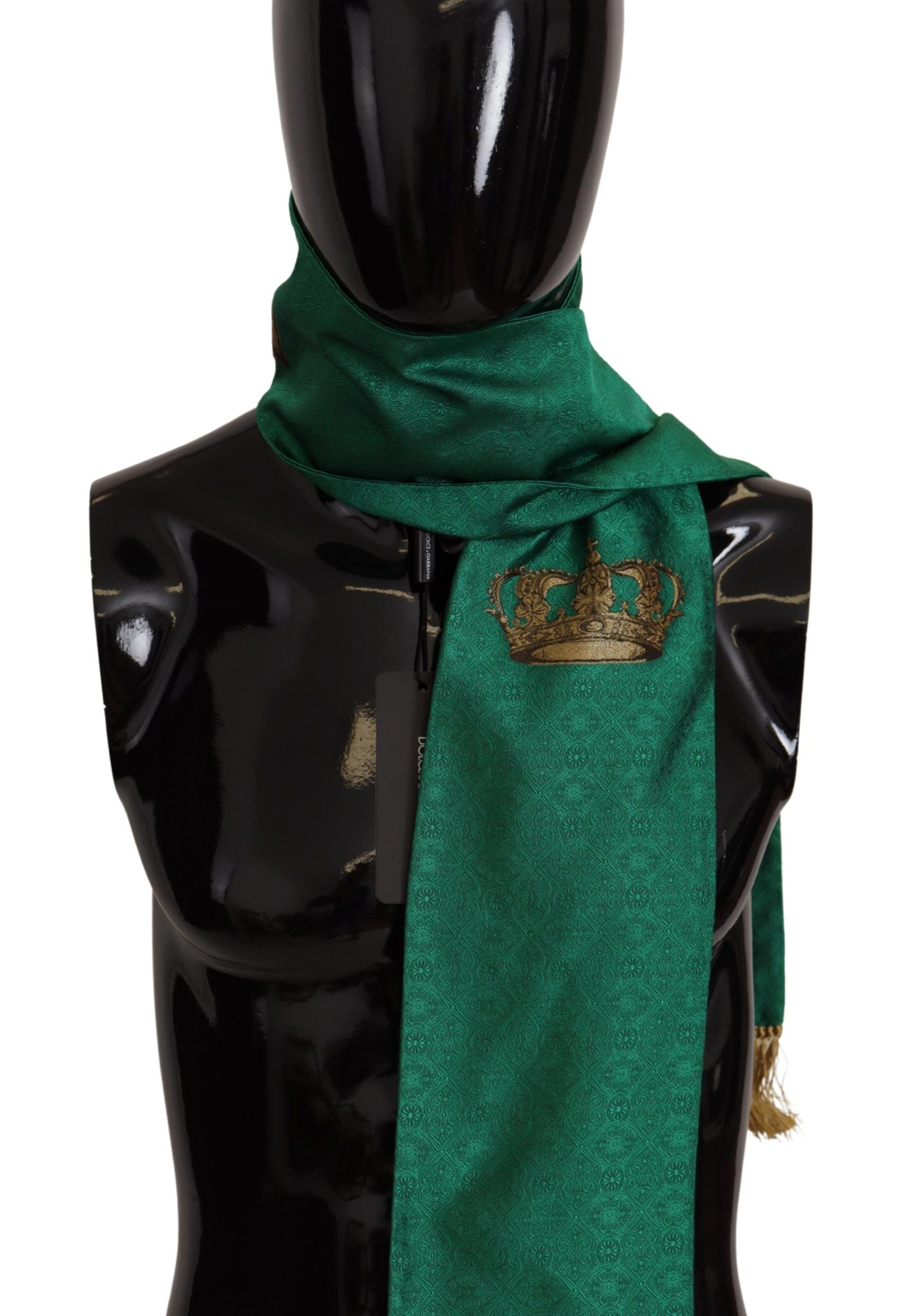 Eșarfă elegantă pentru bărbați din amestec de mătase verde Dolce & Gabbana