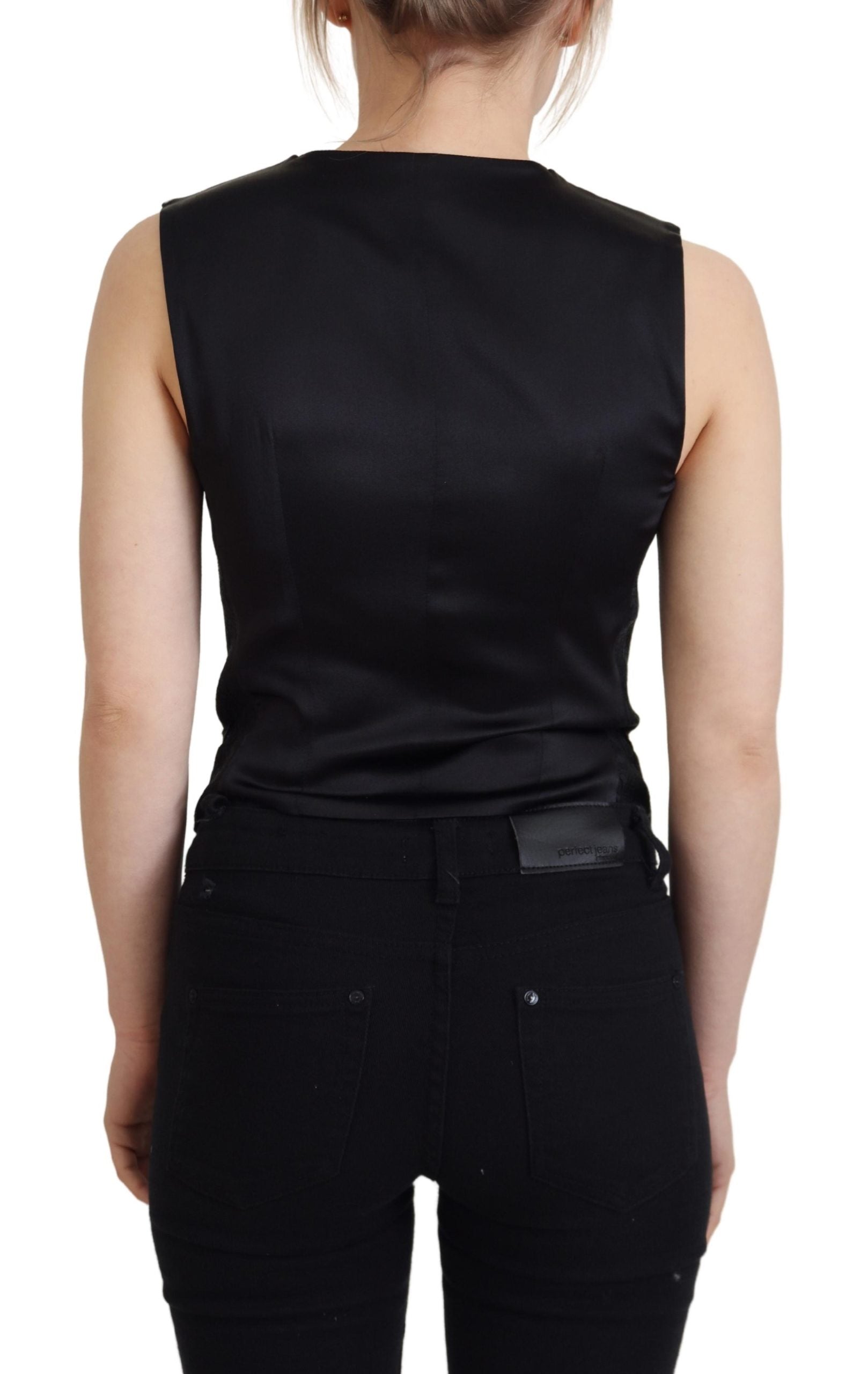 Vestă elegantă Dolce & Gabbana din amestec de mătase neagră