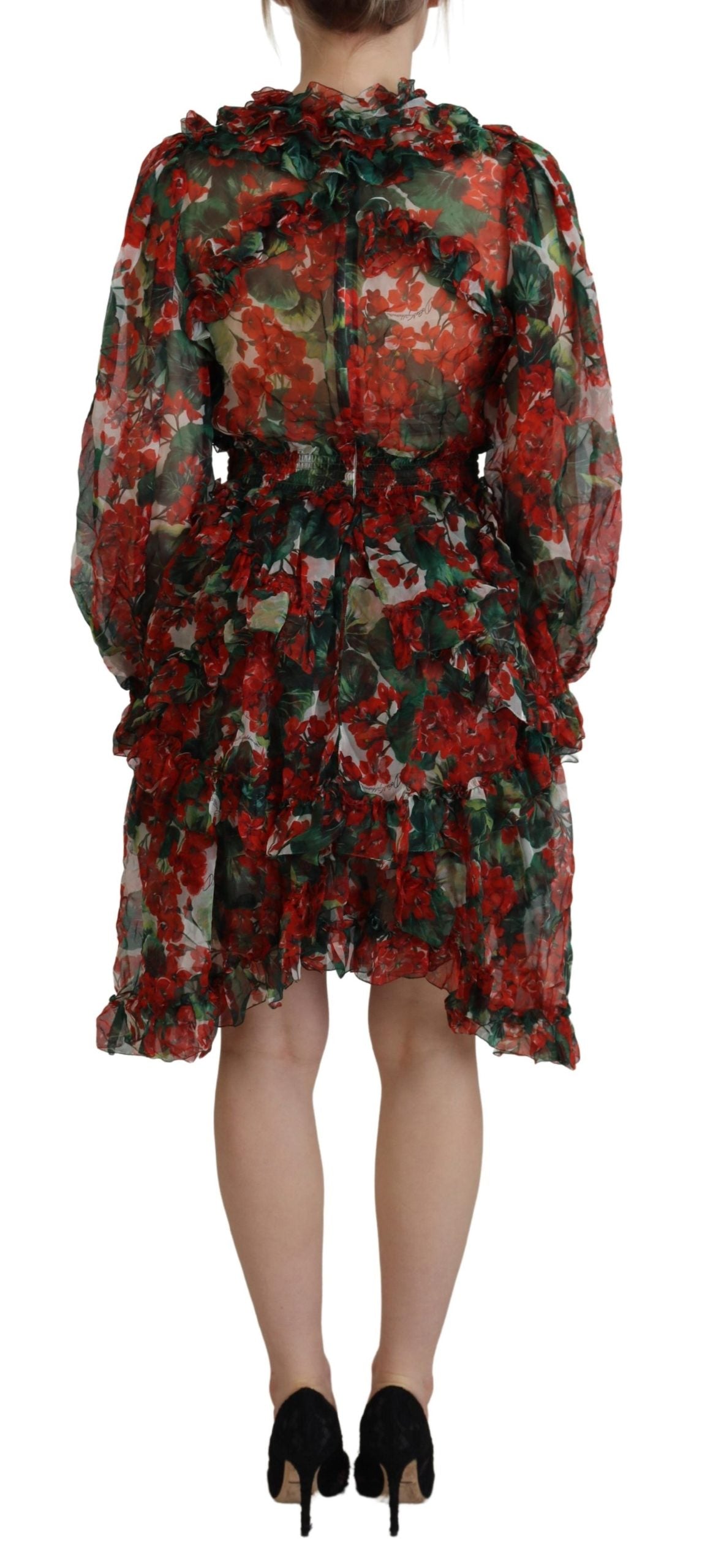 Rochie elegantă din mătase multicoloră, cu linie A, Dolce & Gabbana