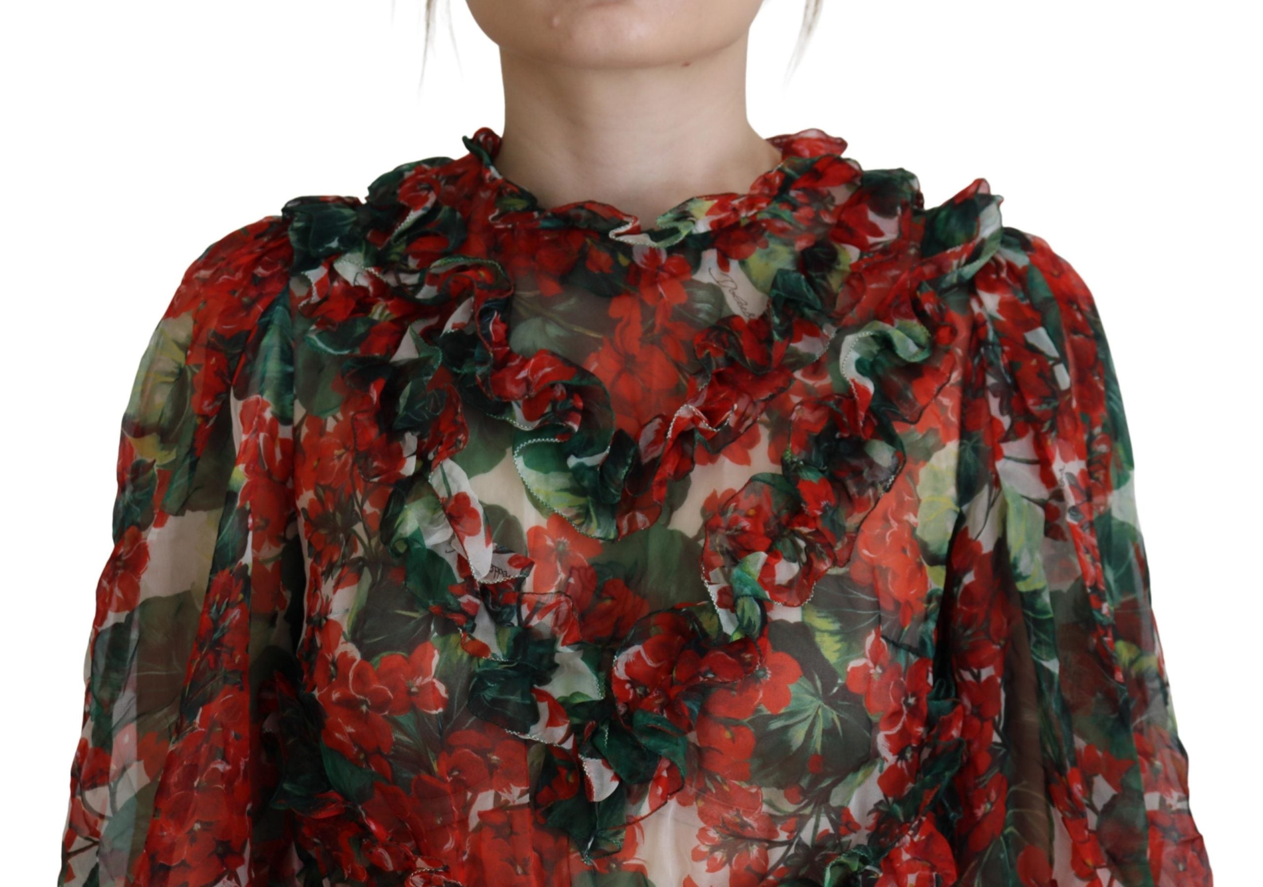 Rochie elegantă din mătase multicoloră, cu linie A, Dolce & Gabbana