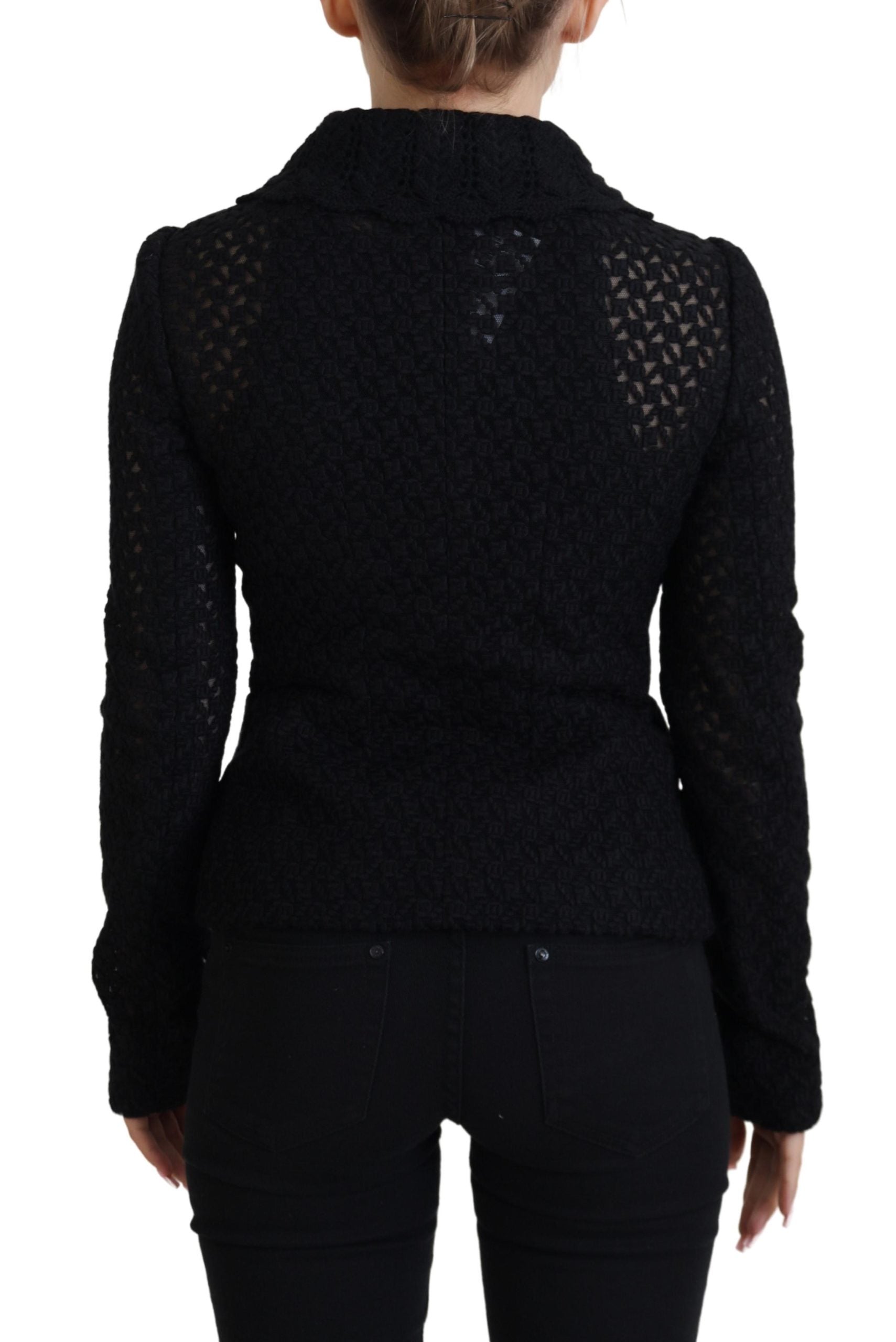 Dolce & Gabbana Elegante schwarze Button-Down-Jacke aus Wollmischung