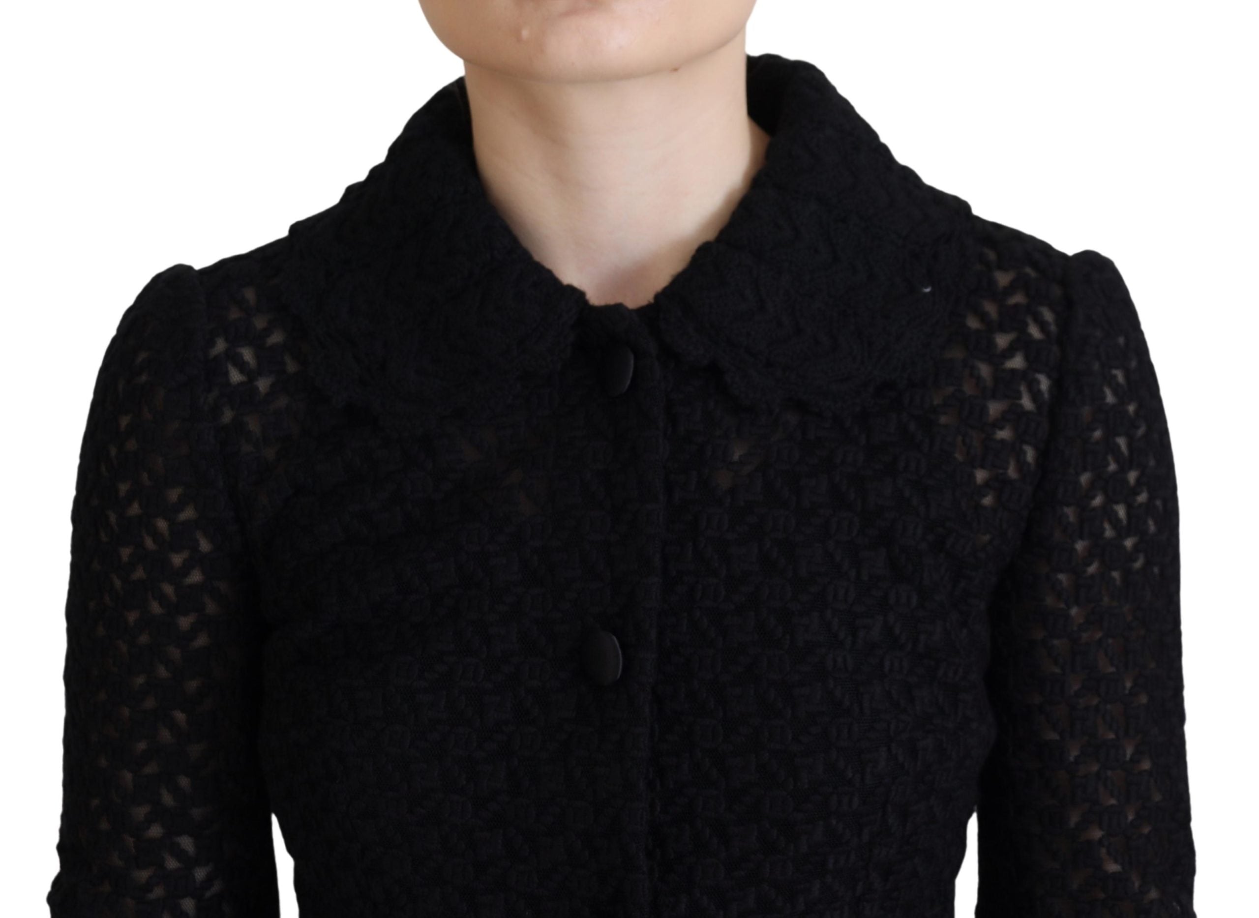 Dolce & Gabbana Elegante schwarze Button-Down-Jacke aus Wollmischung
