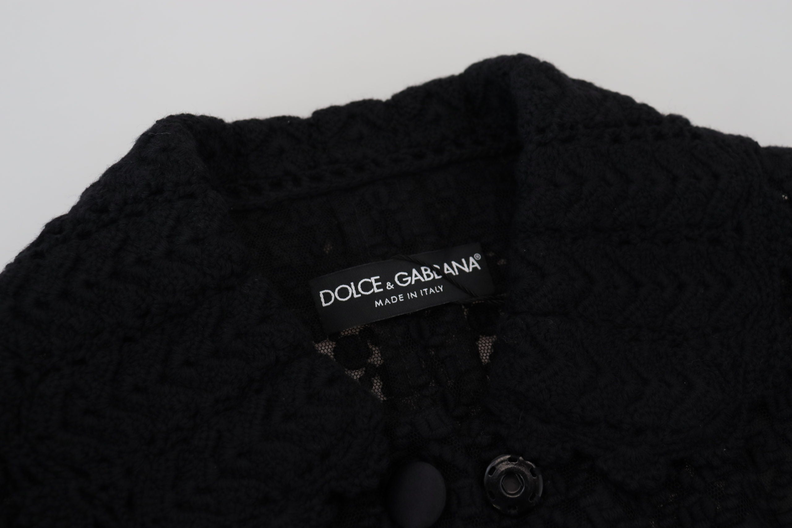 Dolce & Gabbana Elegante schwarze Button-Down-Jacke aus Wollmischung