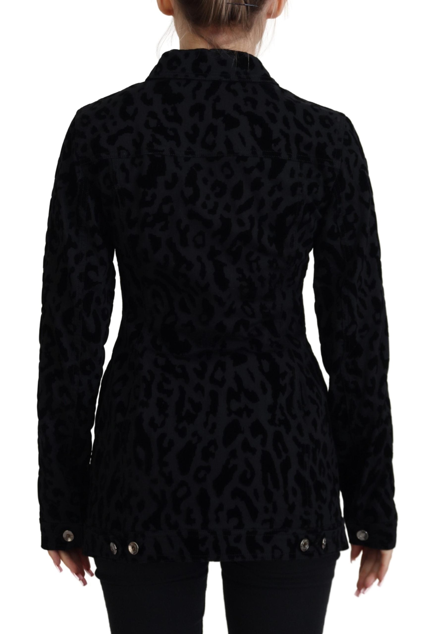 Dolce & Gabbana Schicke Jeansjacke mit Leopardenmuster