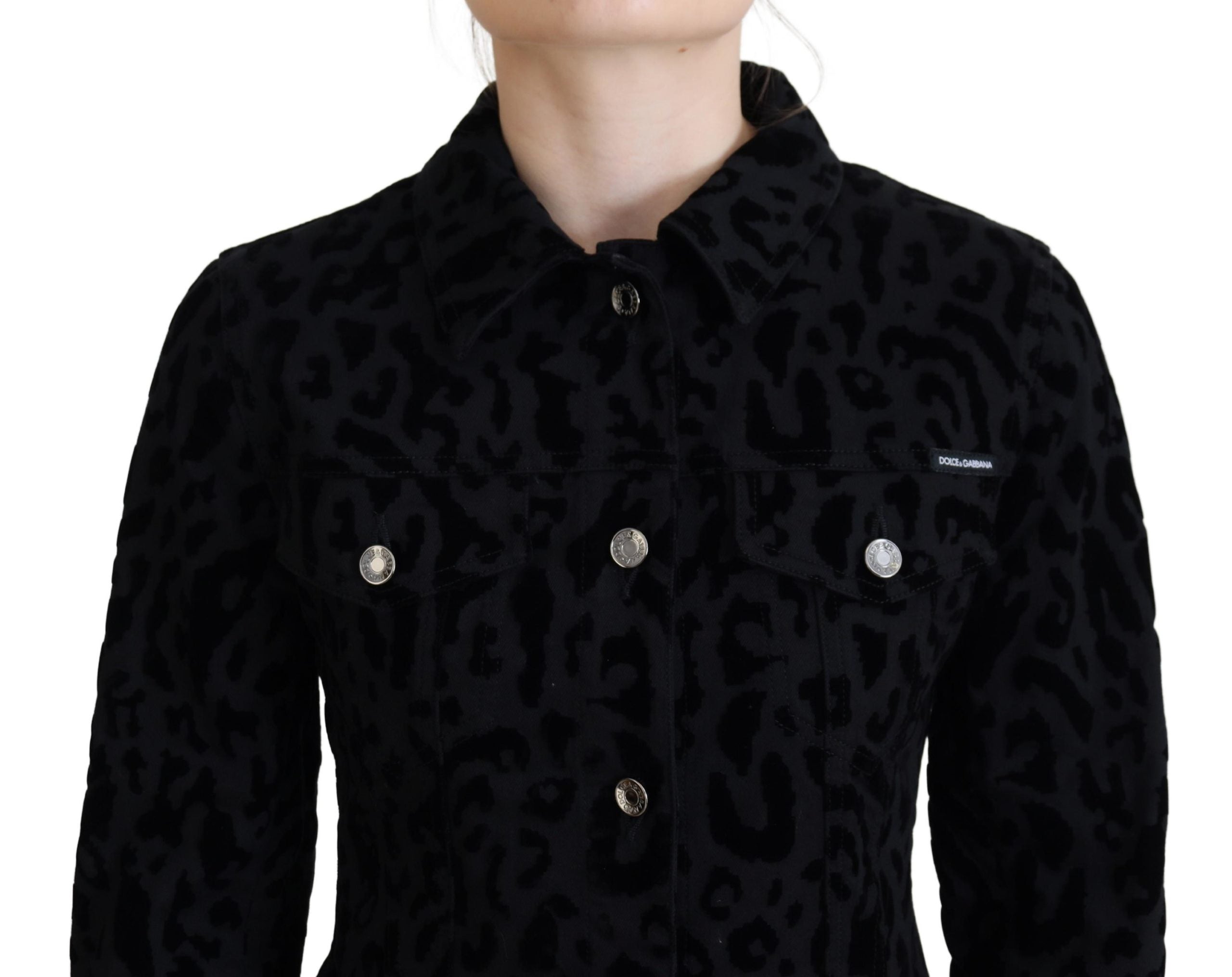 Dolce & Gabbana Schicke Jeansjacke mit Leopardenmuster