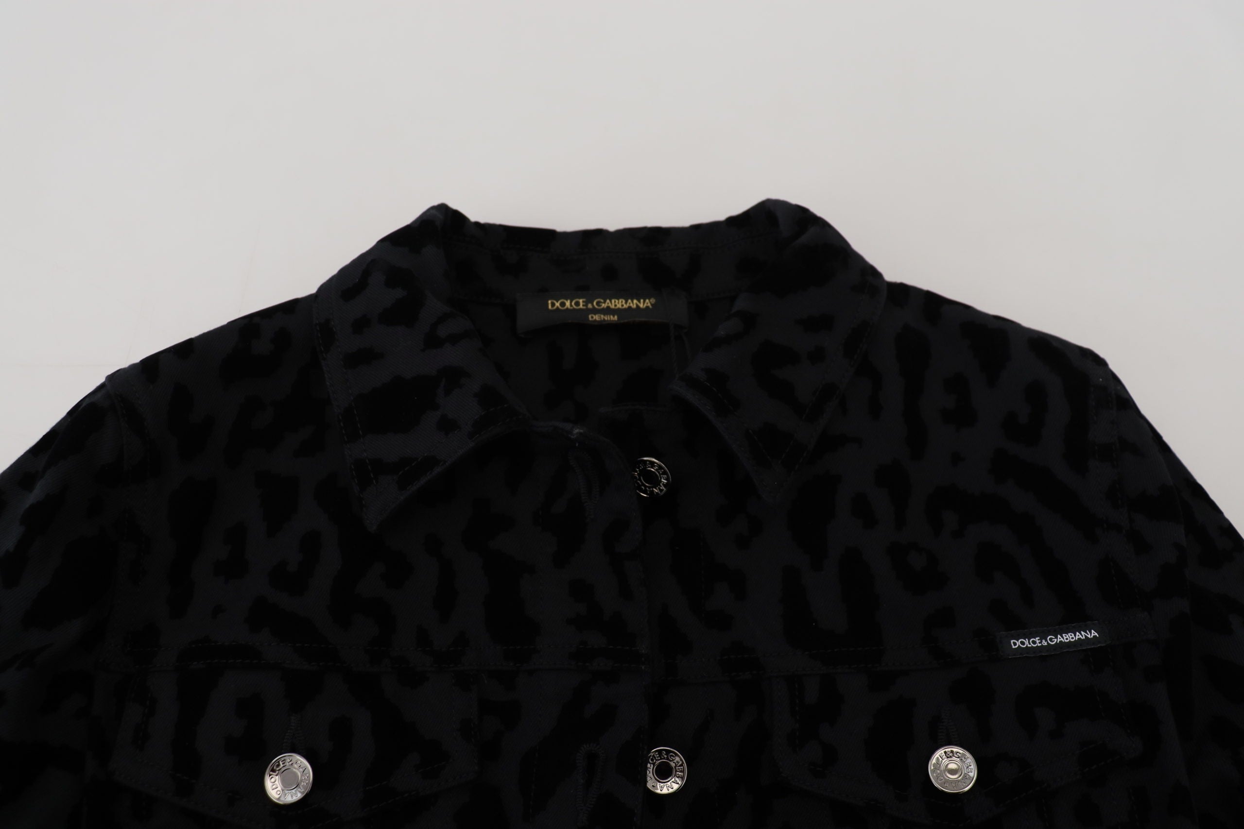 Dolce & Gabbana Schicke Jeansjacke mit Leopardenmuster