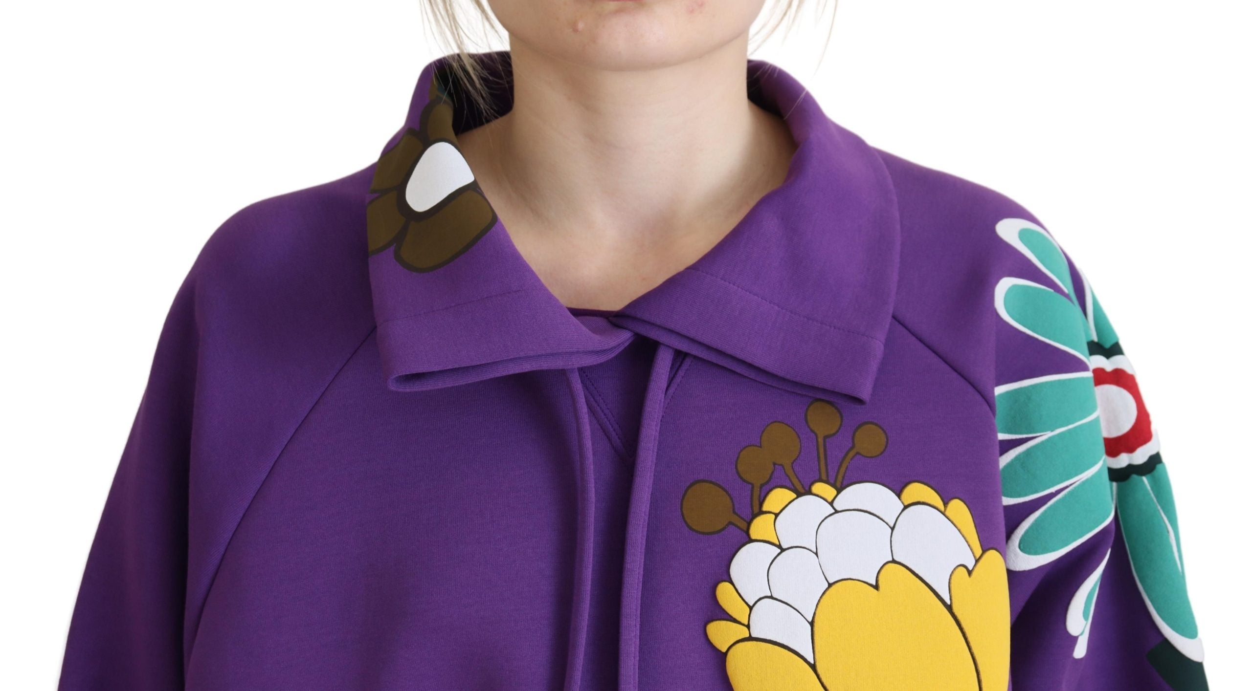 Dolce & Gabbana Eleganter lila Pullover mit Blumenmuster
