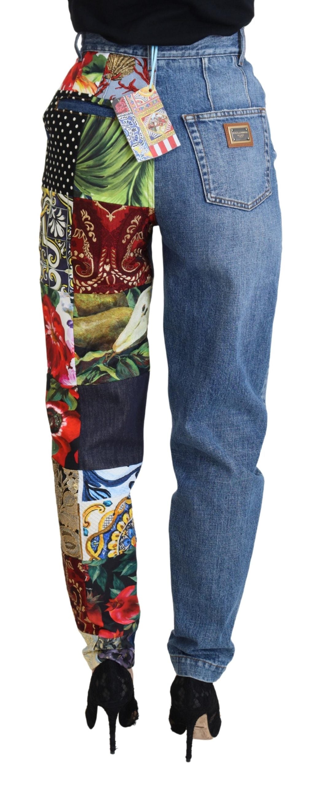 Dolce & Gabbana Patchwork Jacquard Blue Denim Luxusjeans